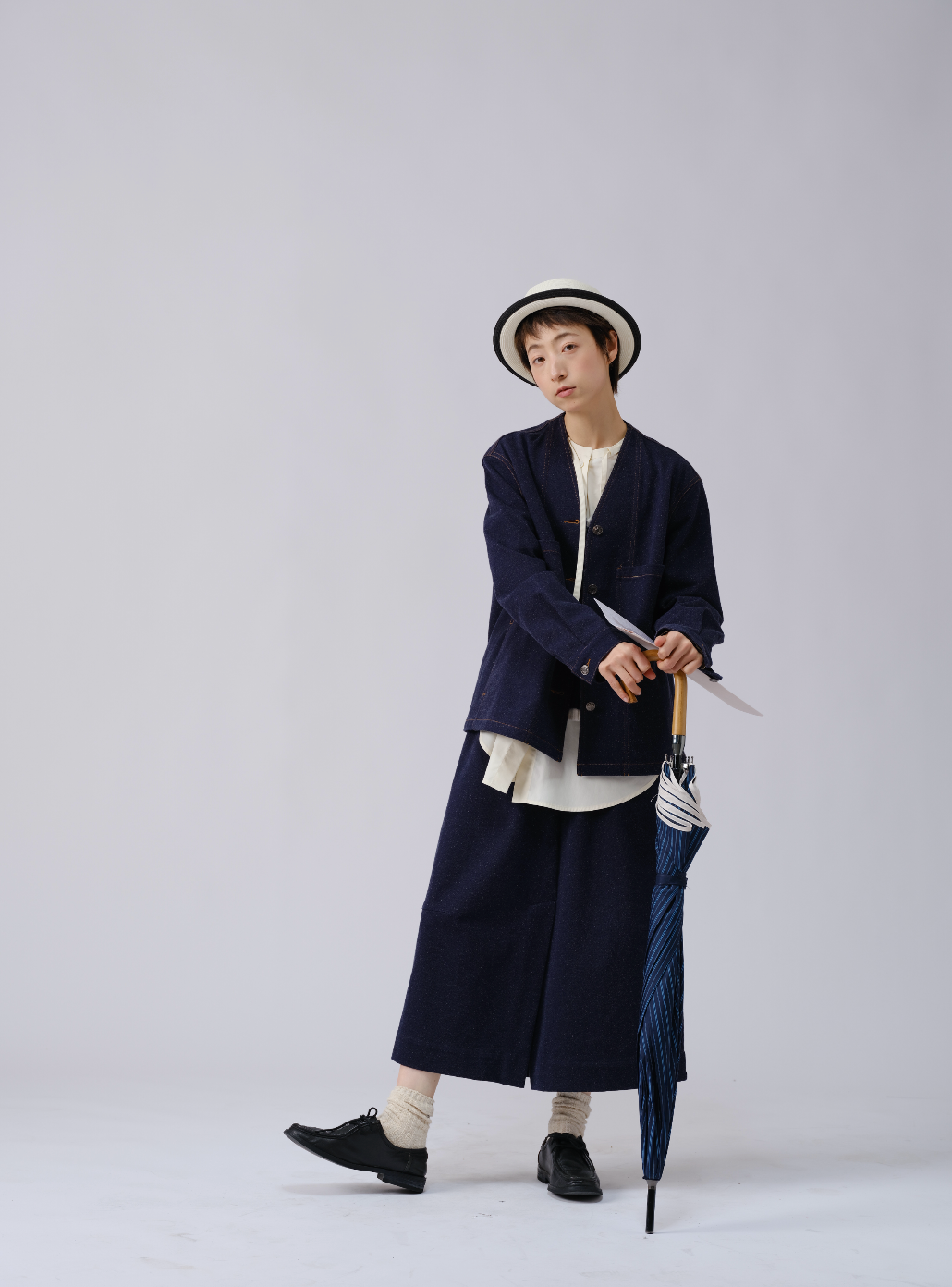 日系ニットデニムジャケット