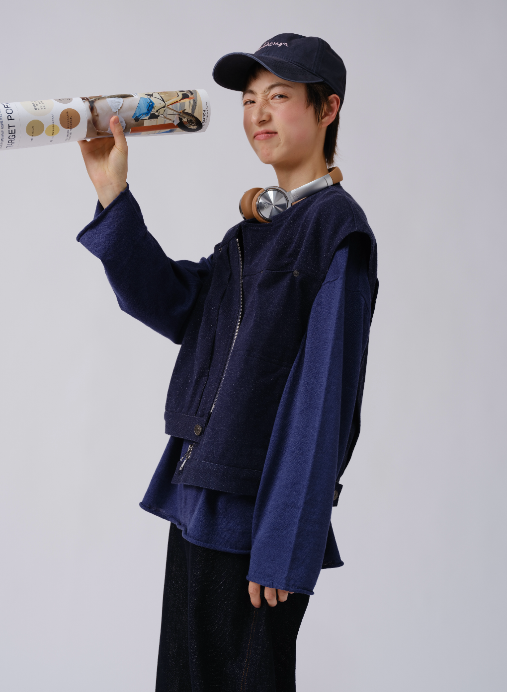日系ニットデニムベスト