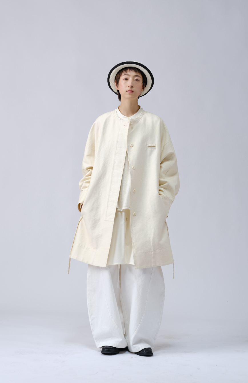 通勤感クルーネックトレンチ