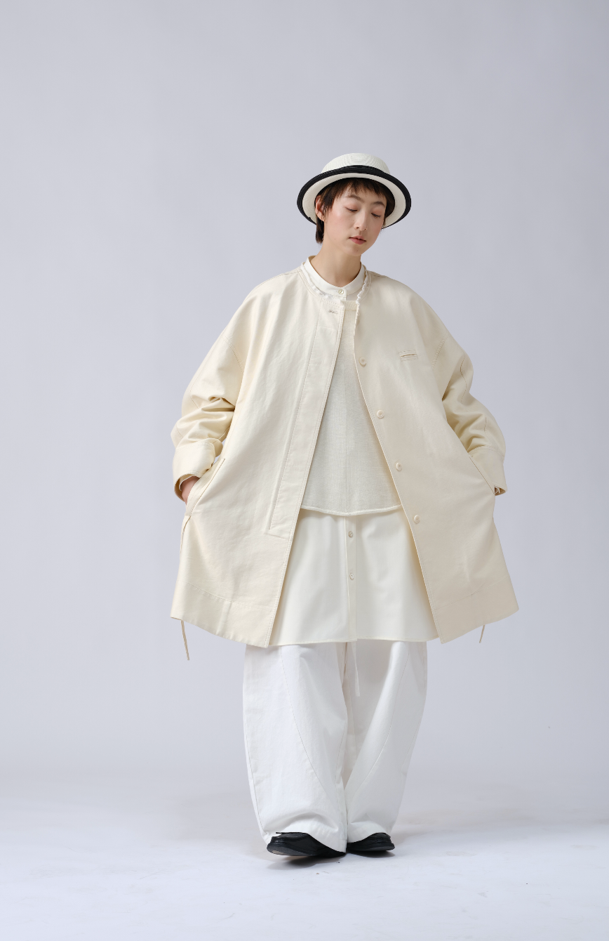 通勤感クルーネックトレンチ