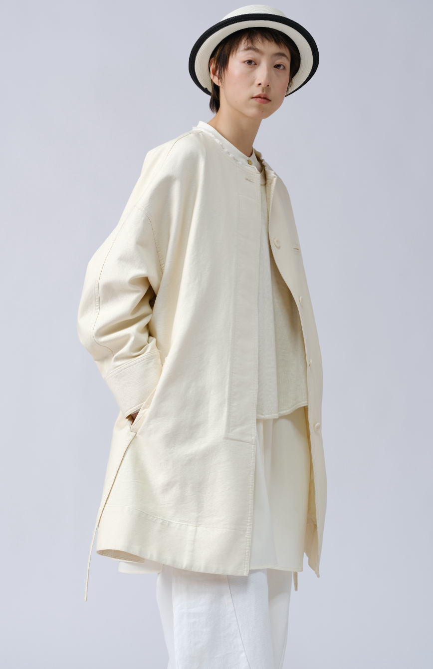 通勤感クルーネックトレンチ