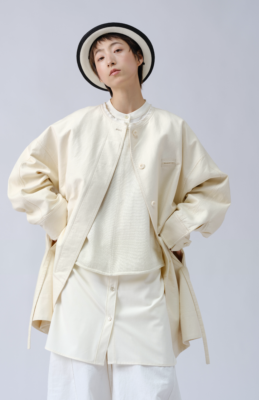 通勤感クルーネックトレンチ