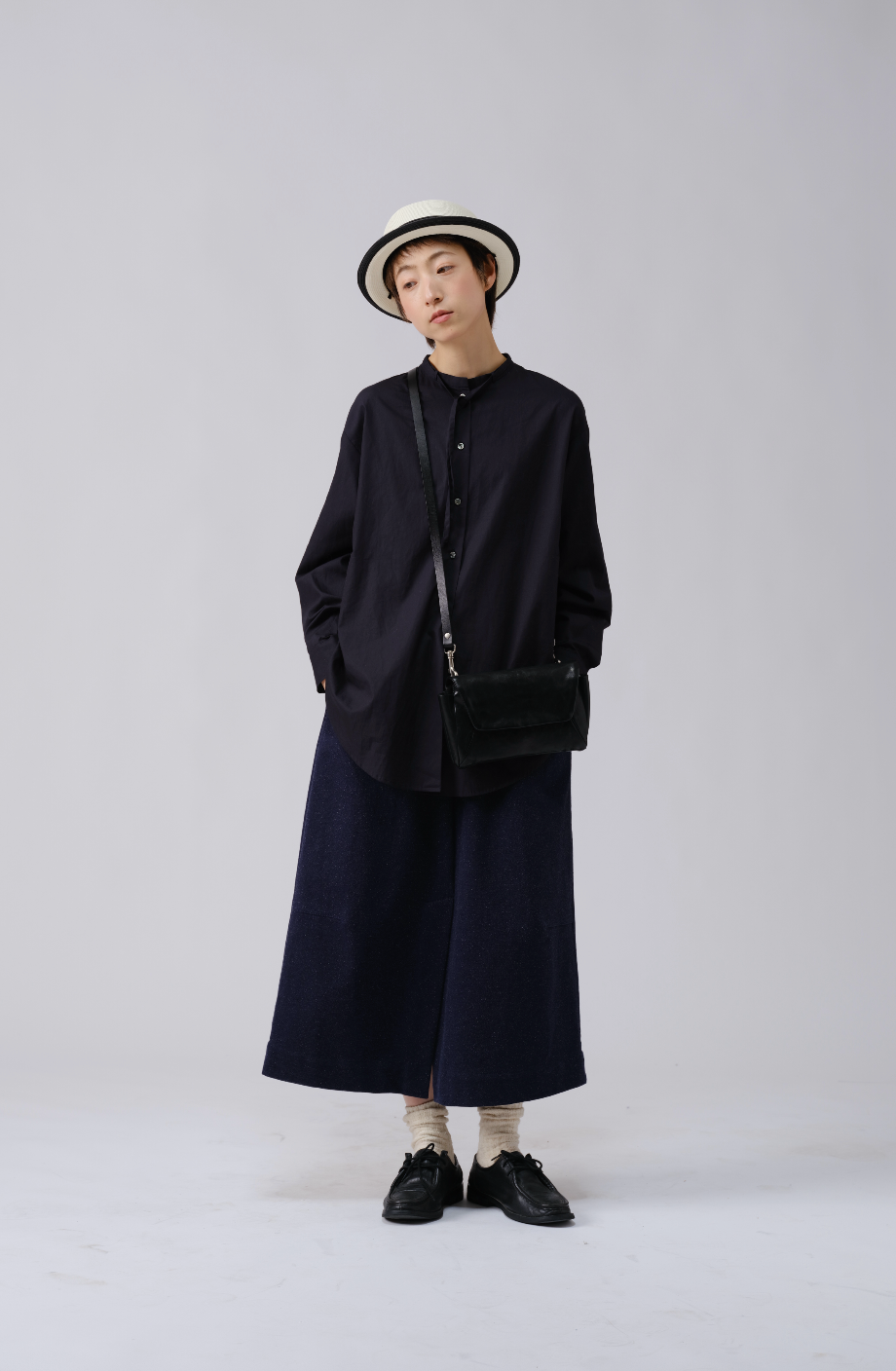 日系通勤スタンドカラーシャツ