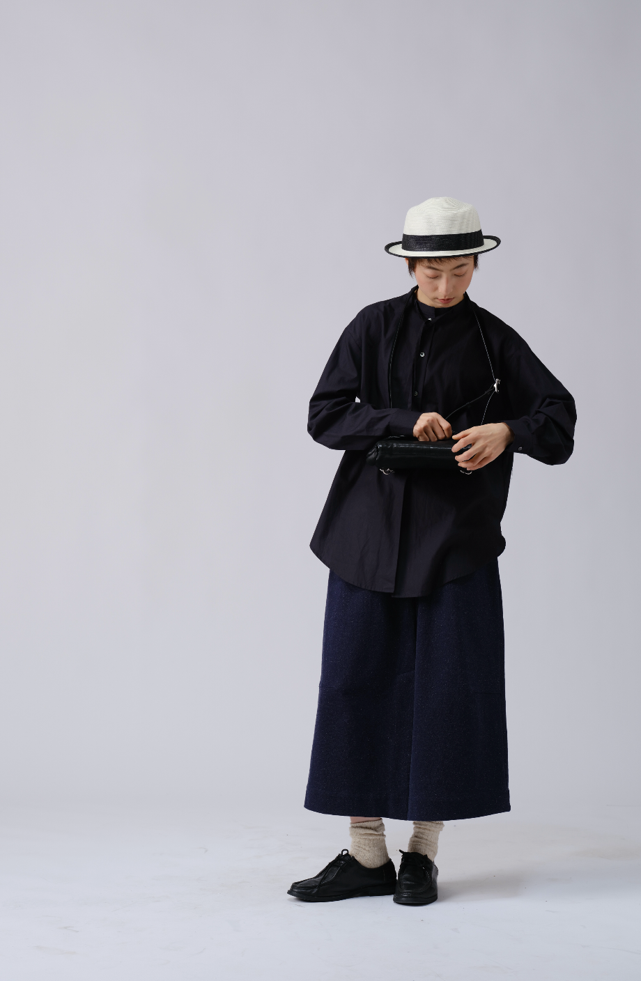 日系通勤スタンドカラーシャツ