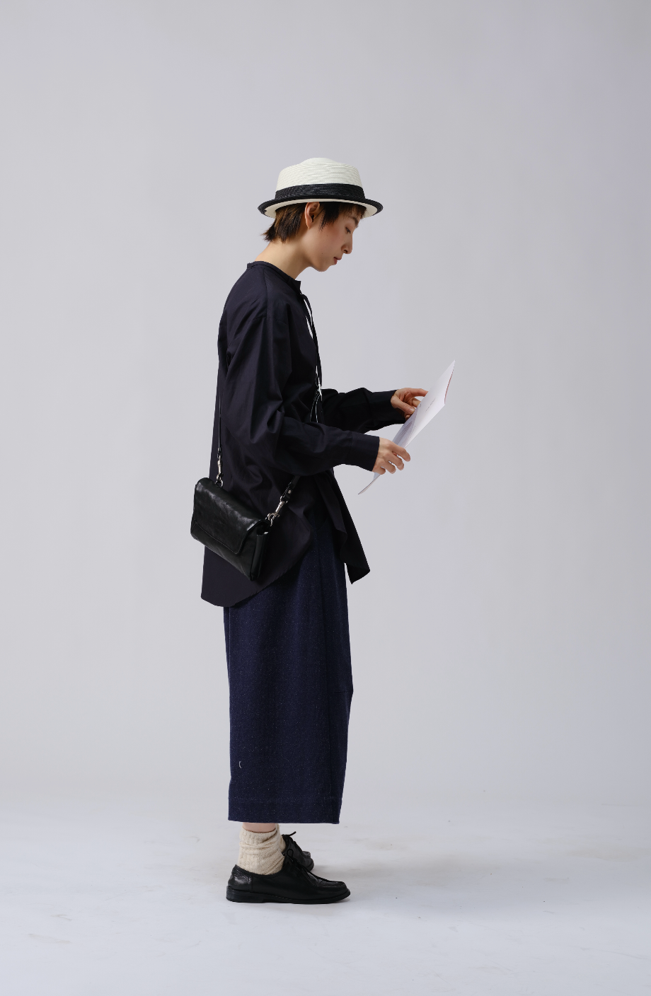 日系通勤スタンドカラーシャツ