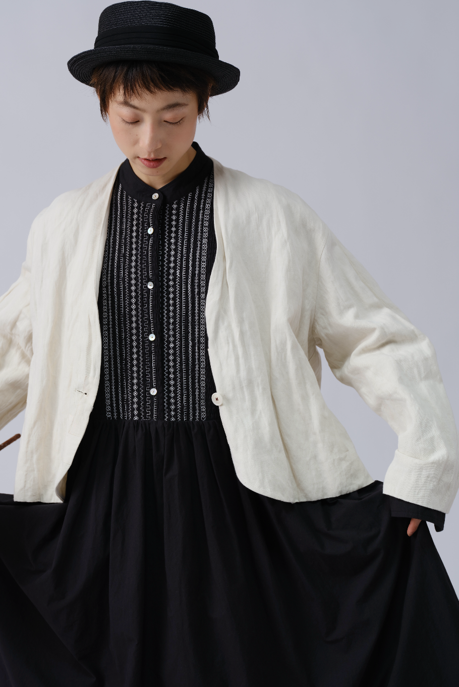 メタリックシワ加工ショートジャケット