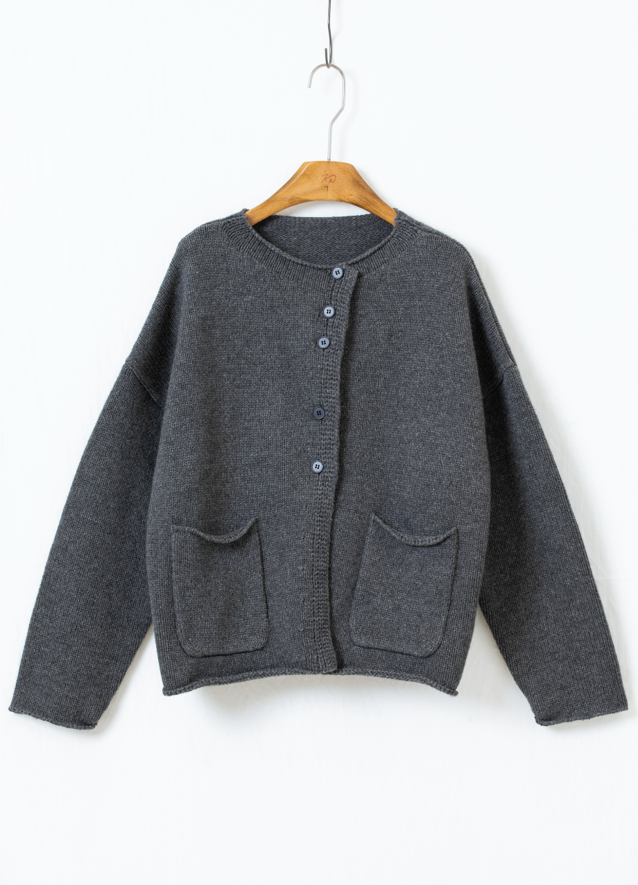 アシンメトリーロールドニットカーディガン