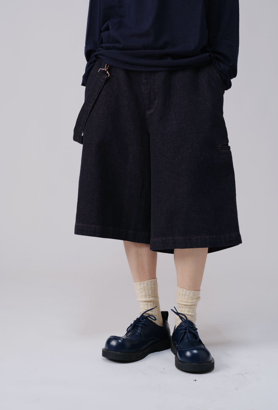 少年風デニムハーフパンツ