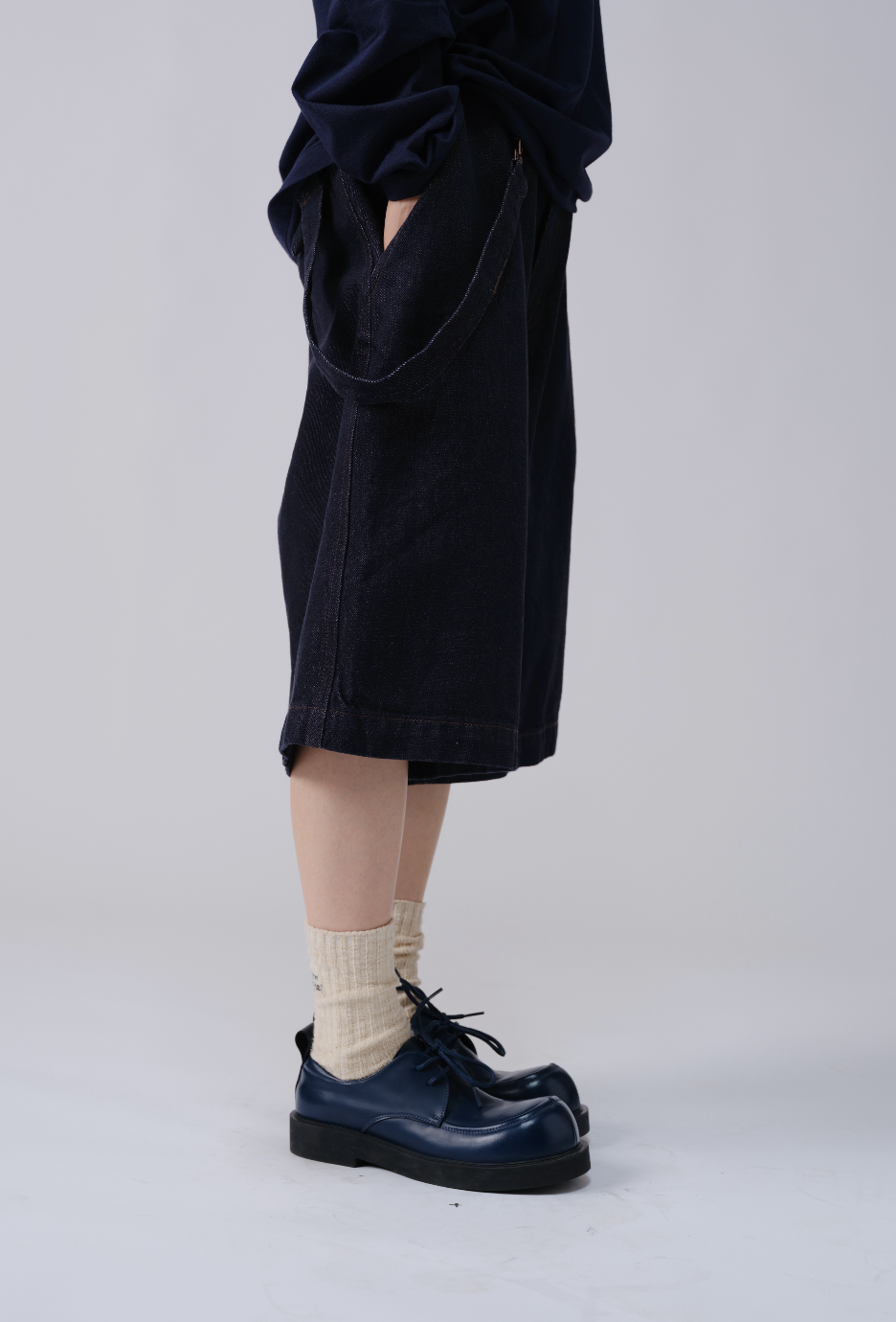 少年風デニムハーフパンツ