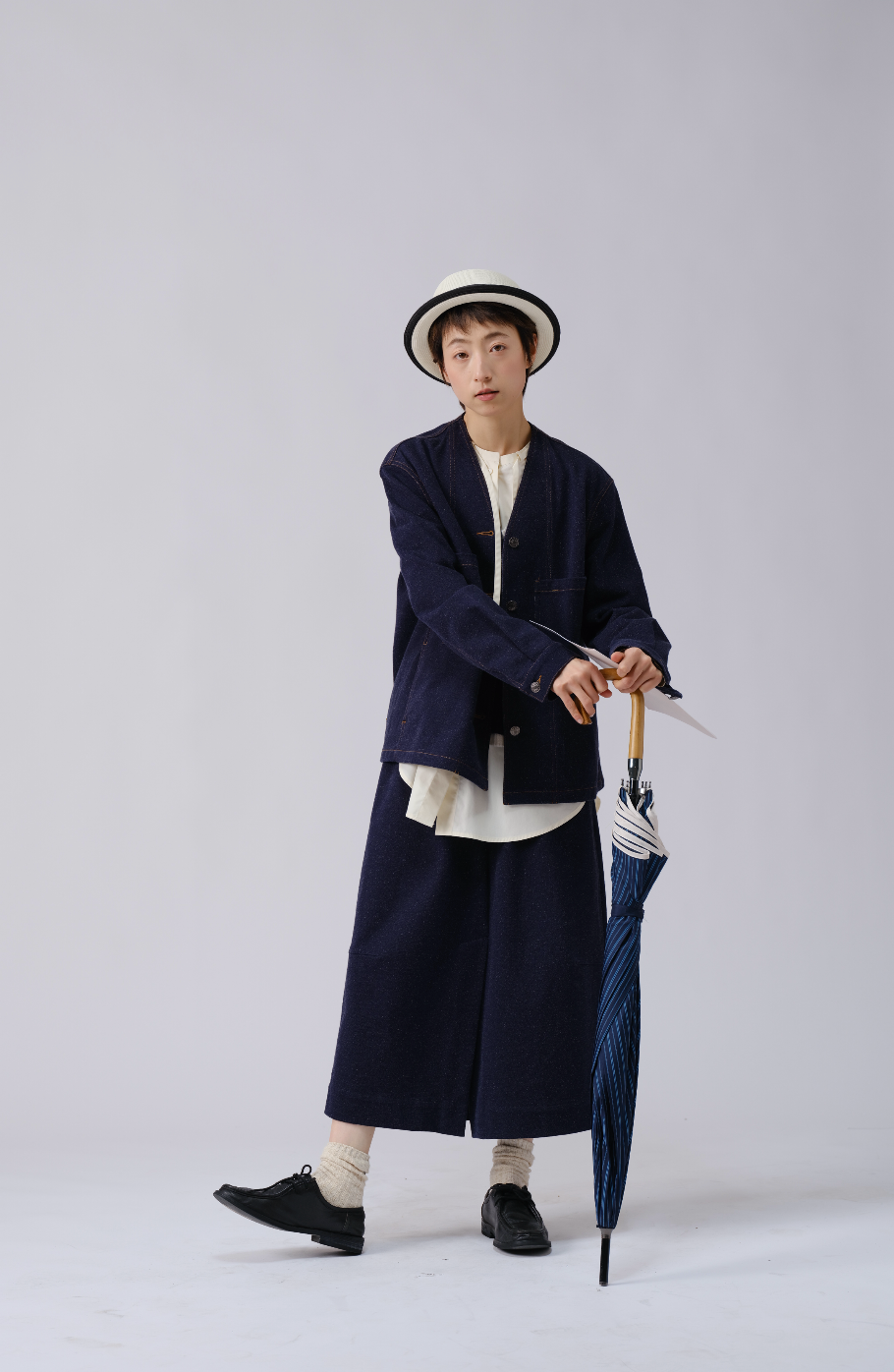 日系ニットデニムスカート