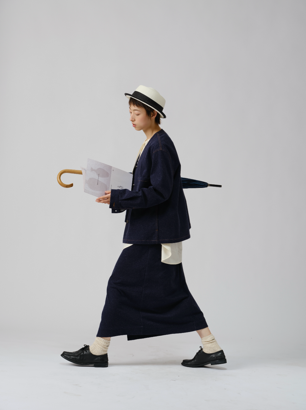 日系ニットデニムスカート