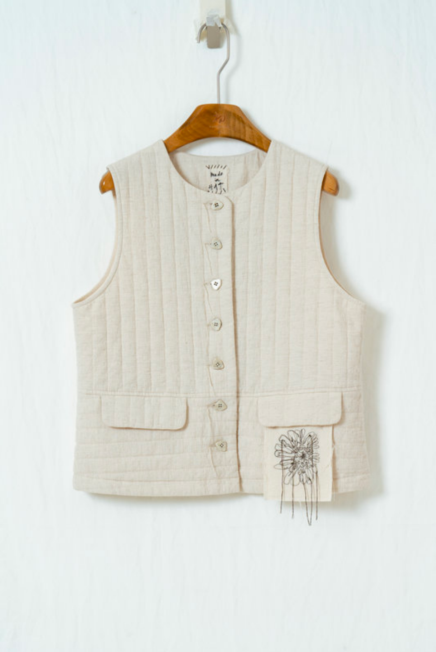 アンティークリネンコットンベスト