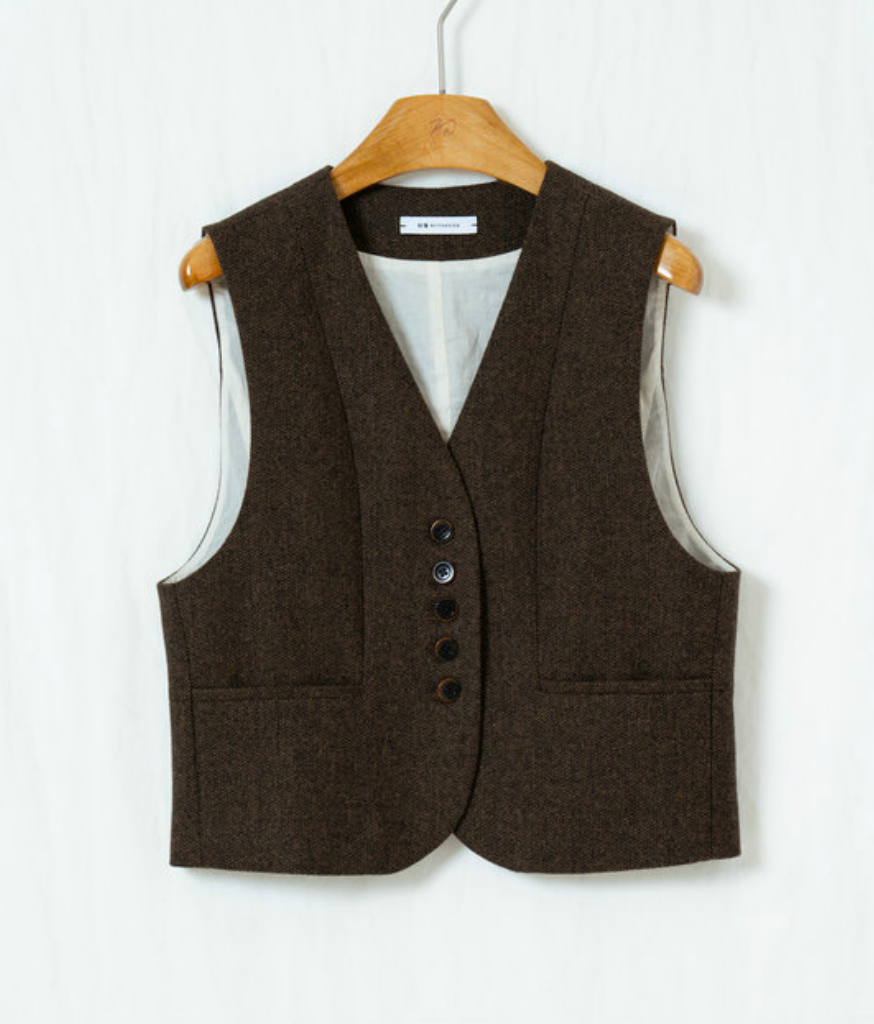 ヘリンボーンウールベスト
