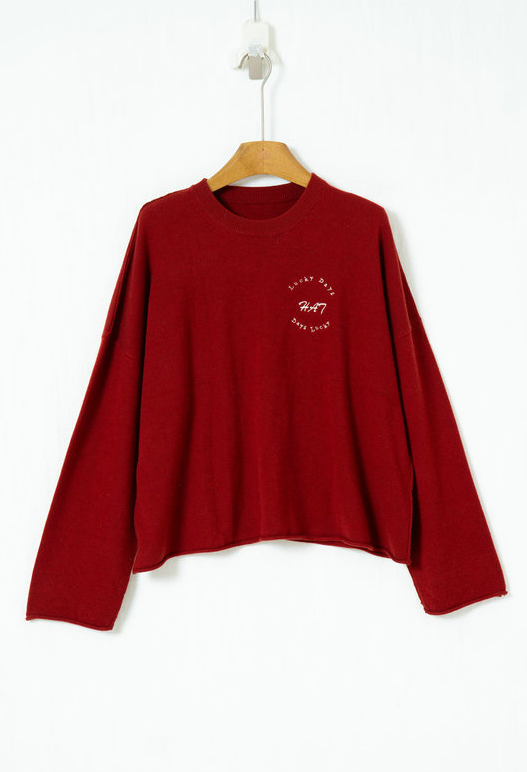 刺繍バイカラーニット