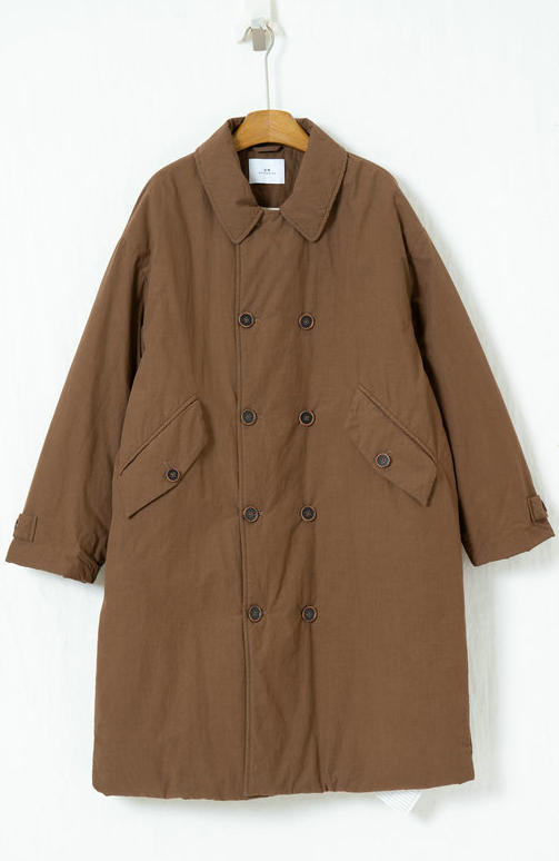 ダブルボタンロング中綿コート