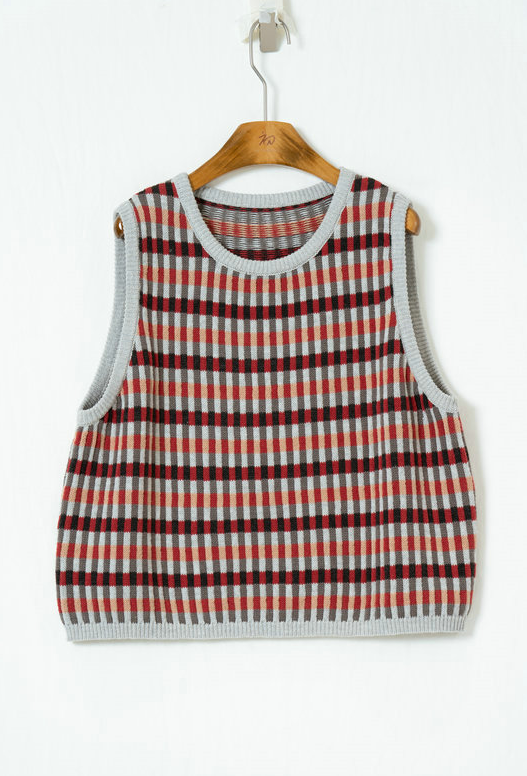 チェックニットベスト