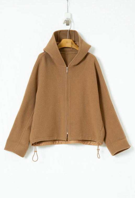 フード付きウールコート