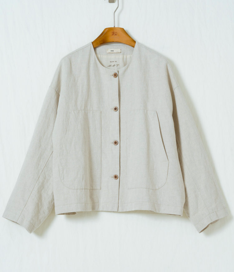 雨露麻クルーネックジャケット