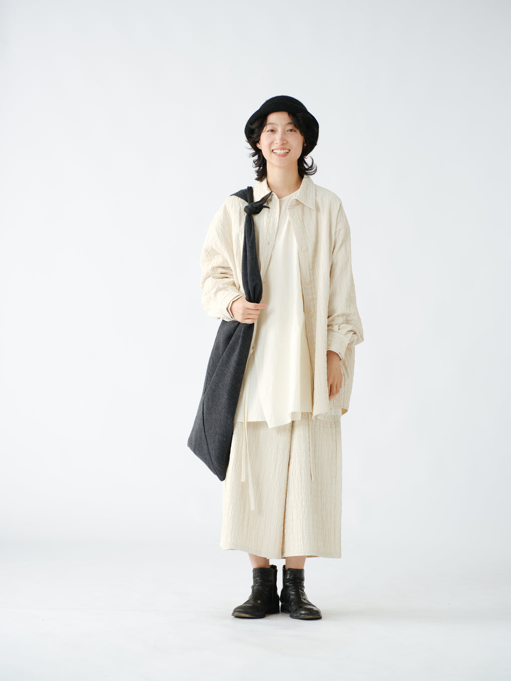 ワッシャー キルティングワイドパンツ