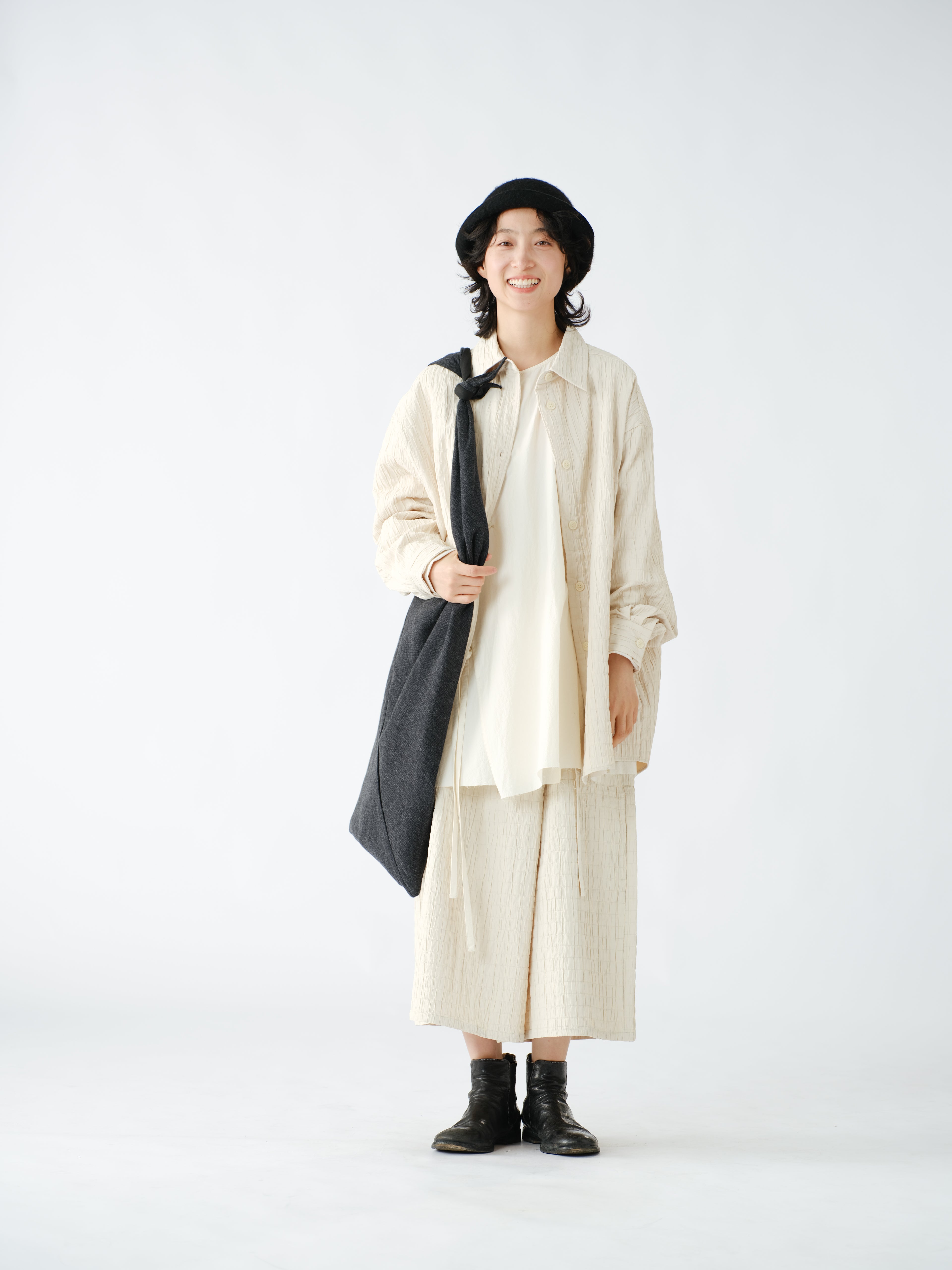 ワッシャー キルティングワイドパンツ