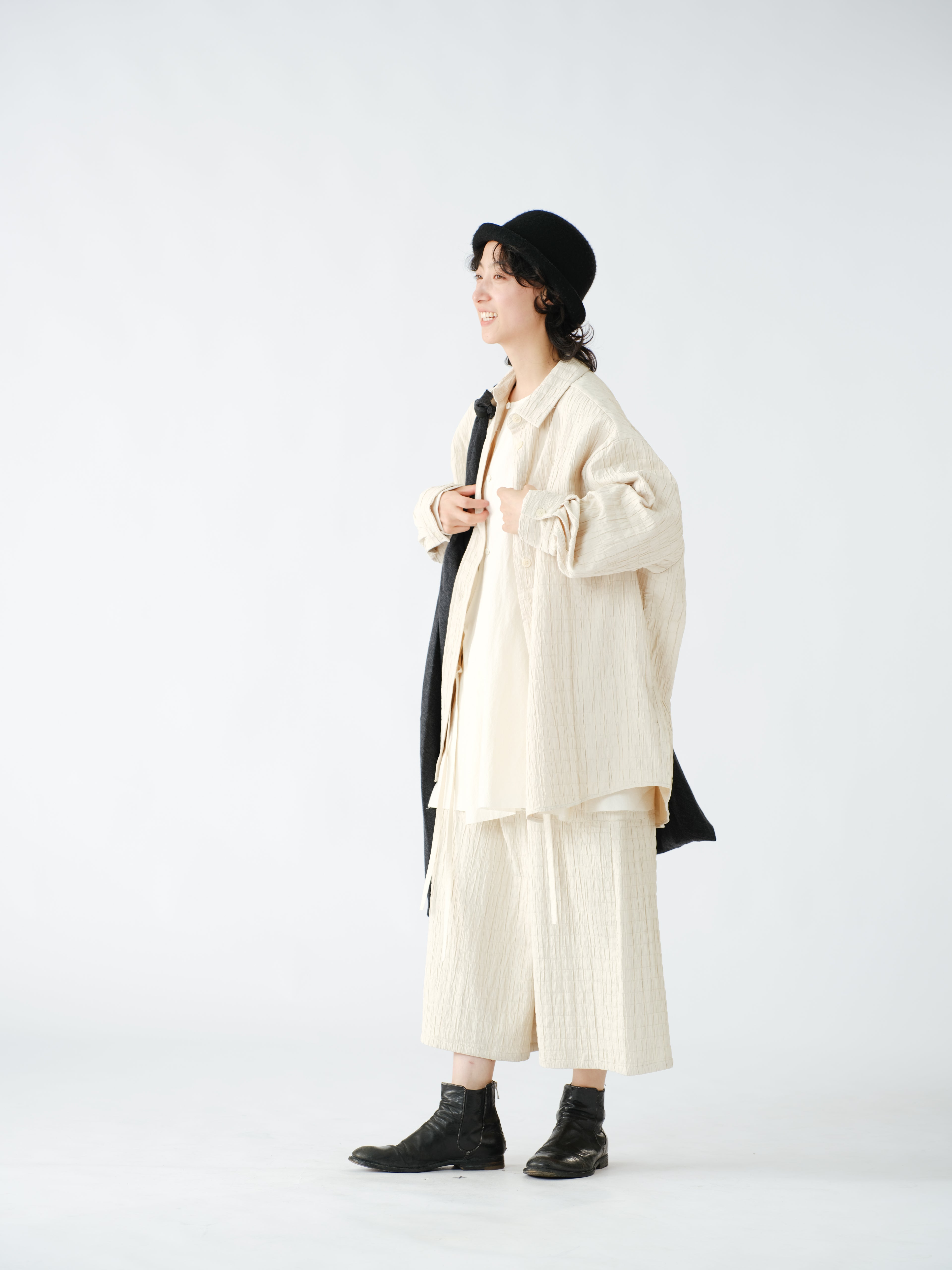 ワッシャー キルティングワイドパンツ