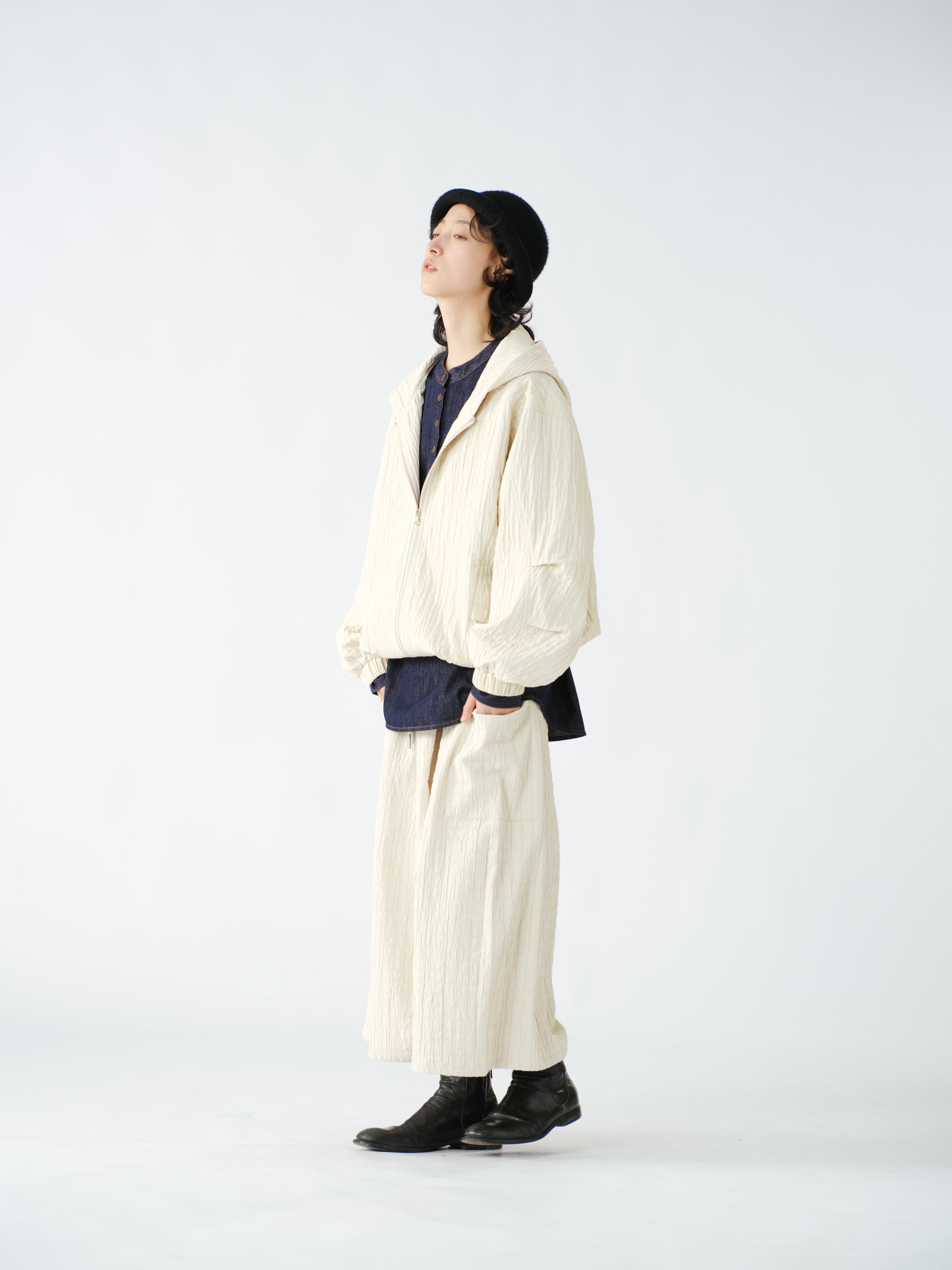 ワッシャー キルティングワイドパンツ