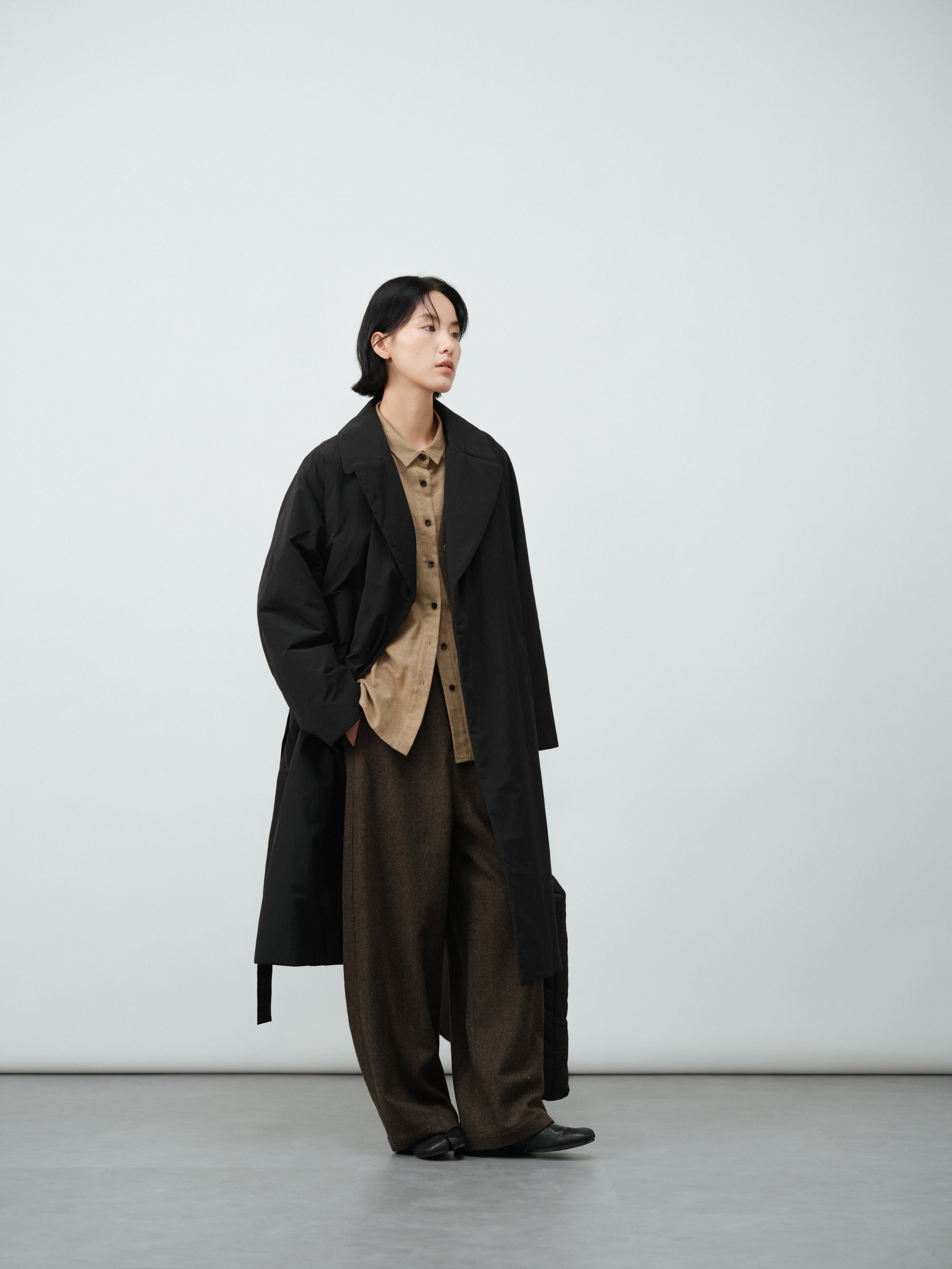 ヘリンボーンウールバナナパンツ