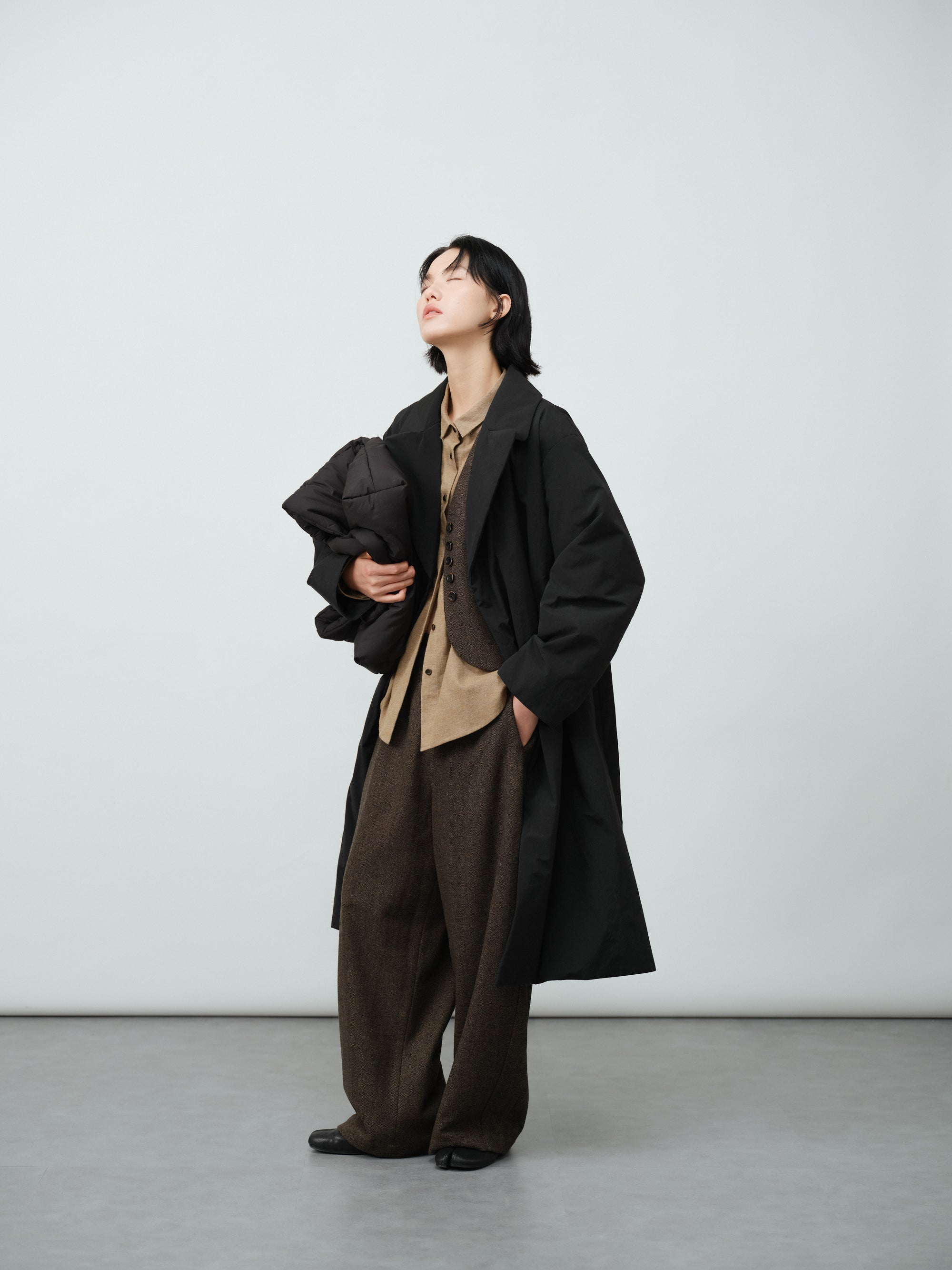 ヘリンボーンウールバナナパンツ