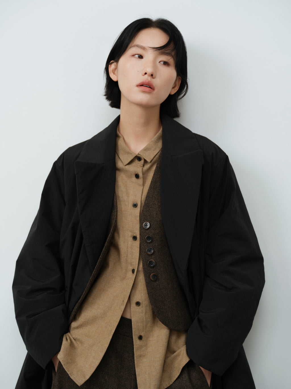 ノッチドラペルロング中綿コート