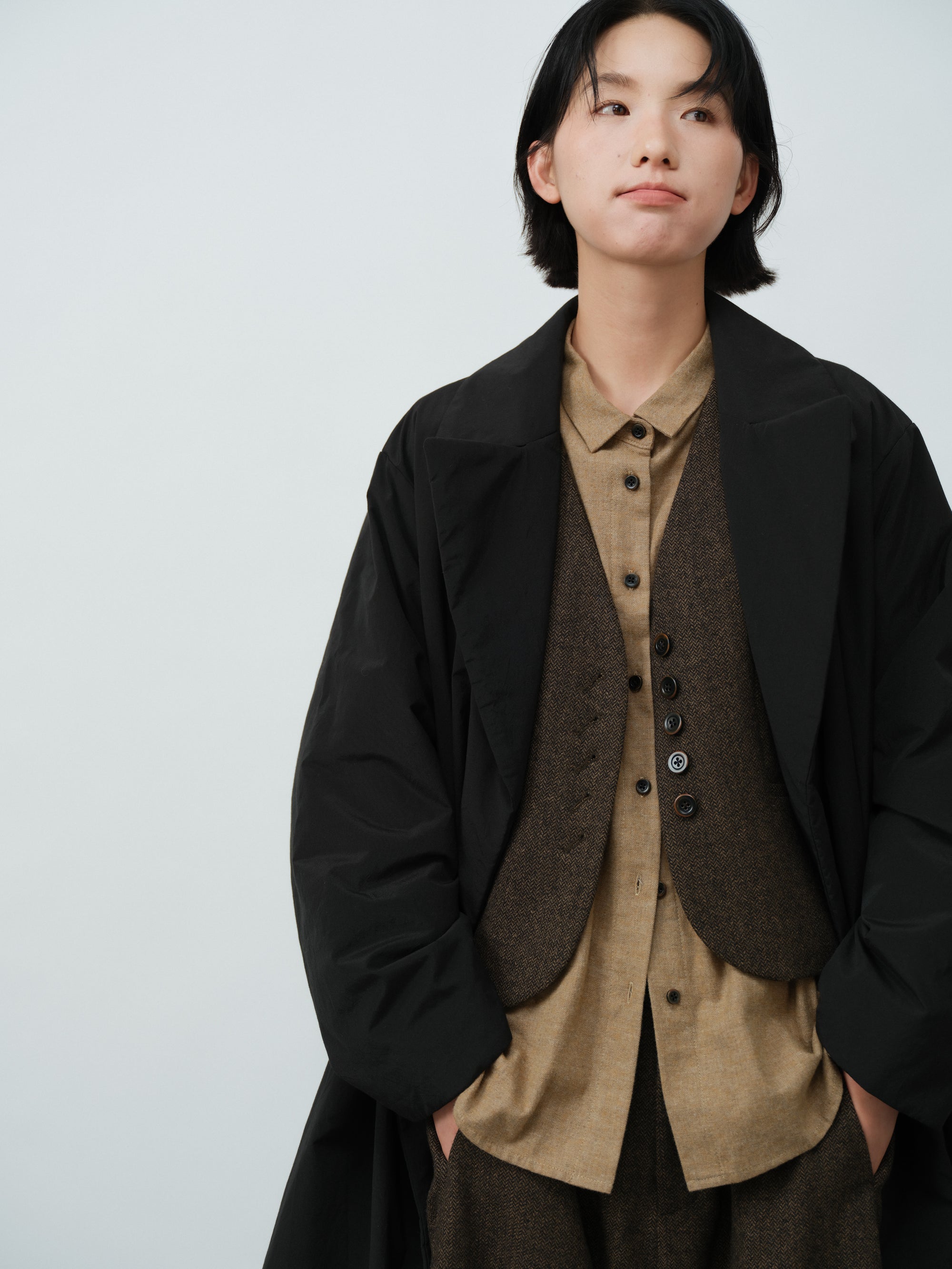 ヘリンボーンウールベスト