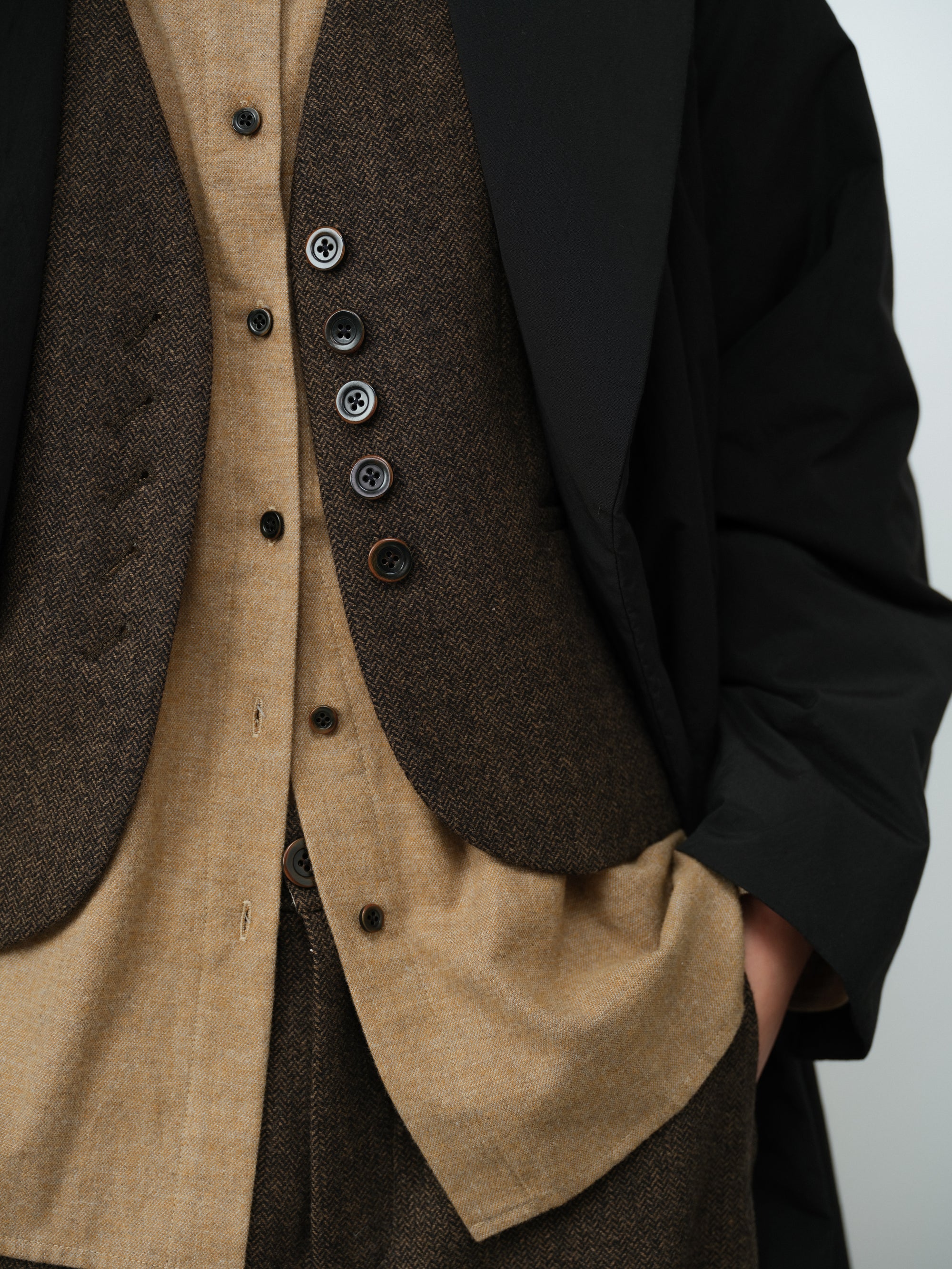 ヘリンボーンウールベスト