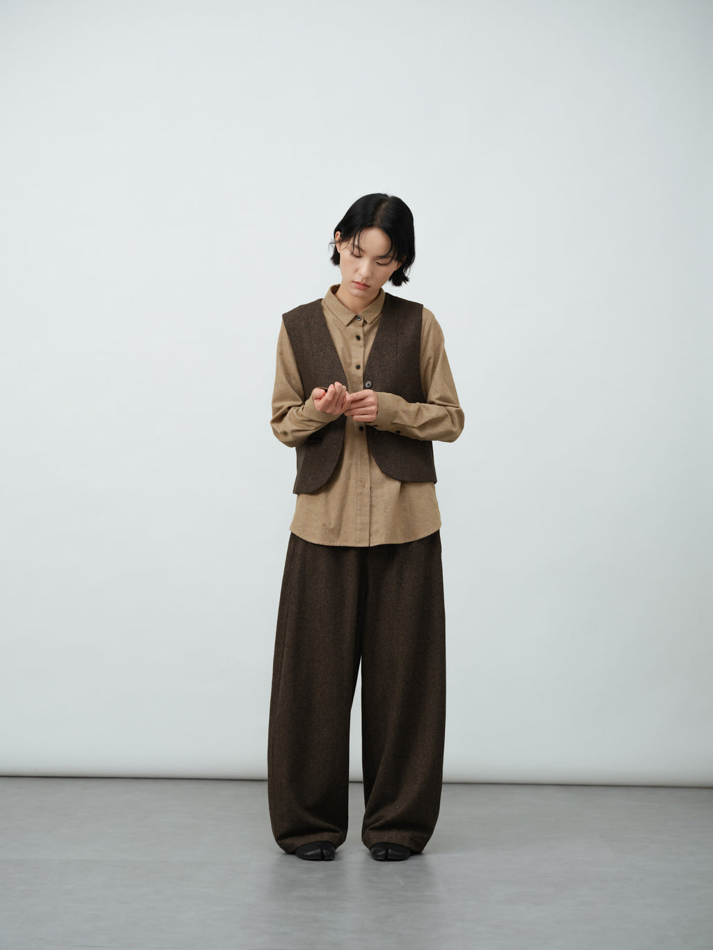 ヘリンボーンウールベスト