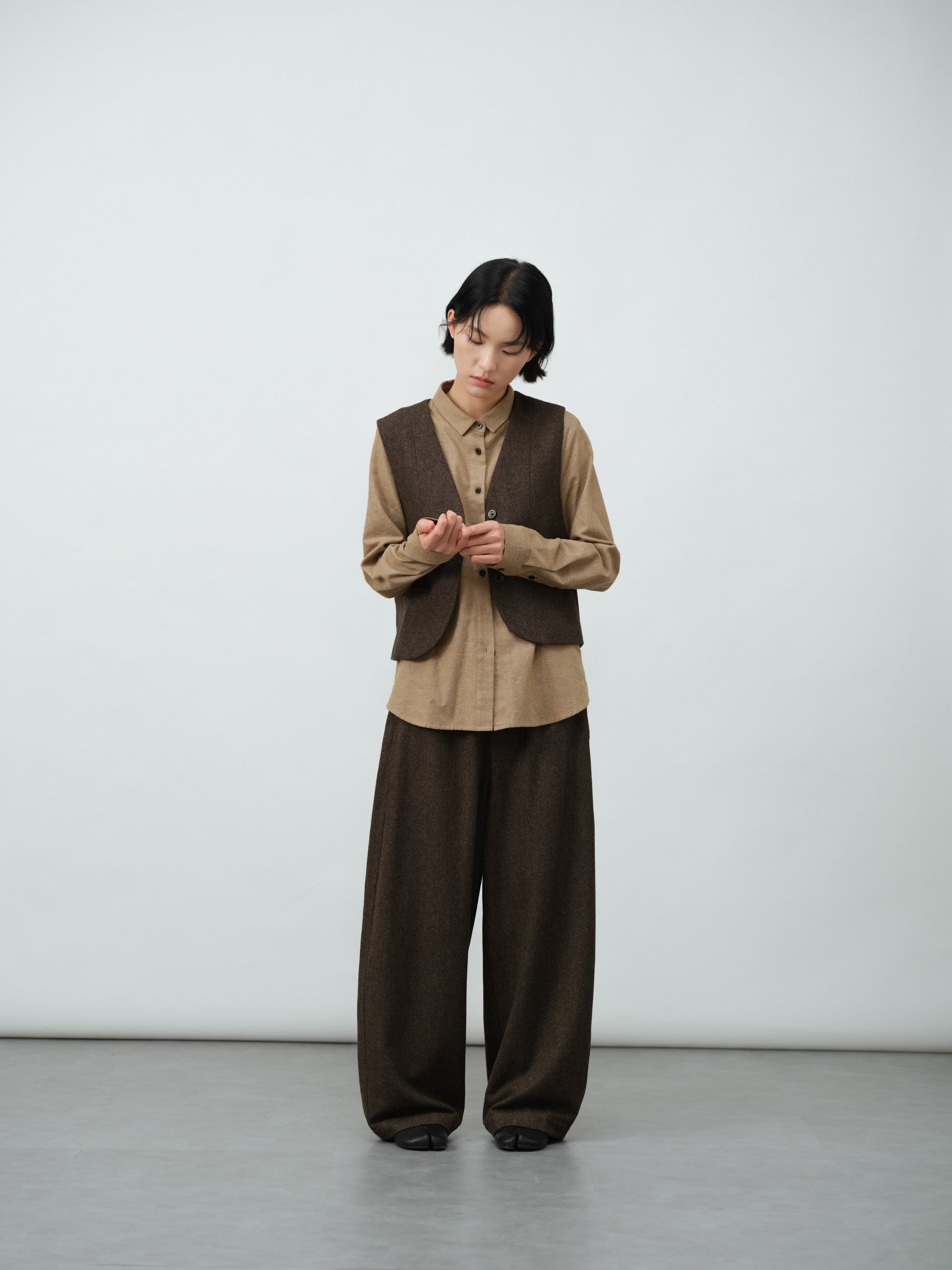 ヘリンボーンウールベスト