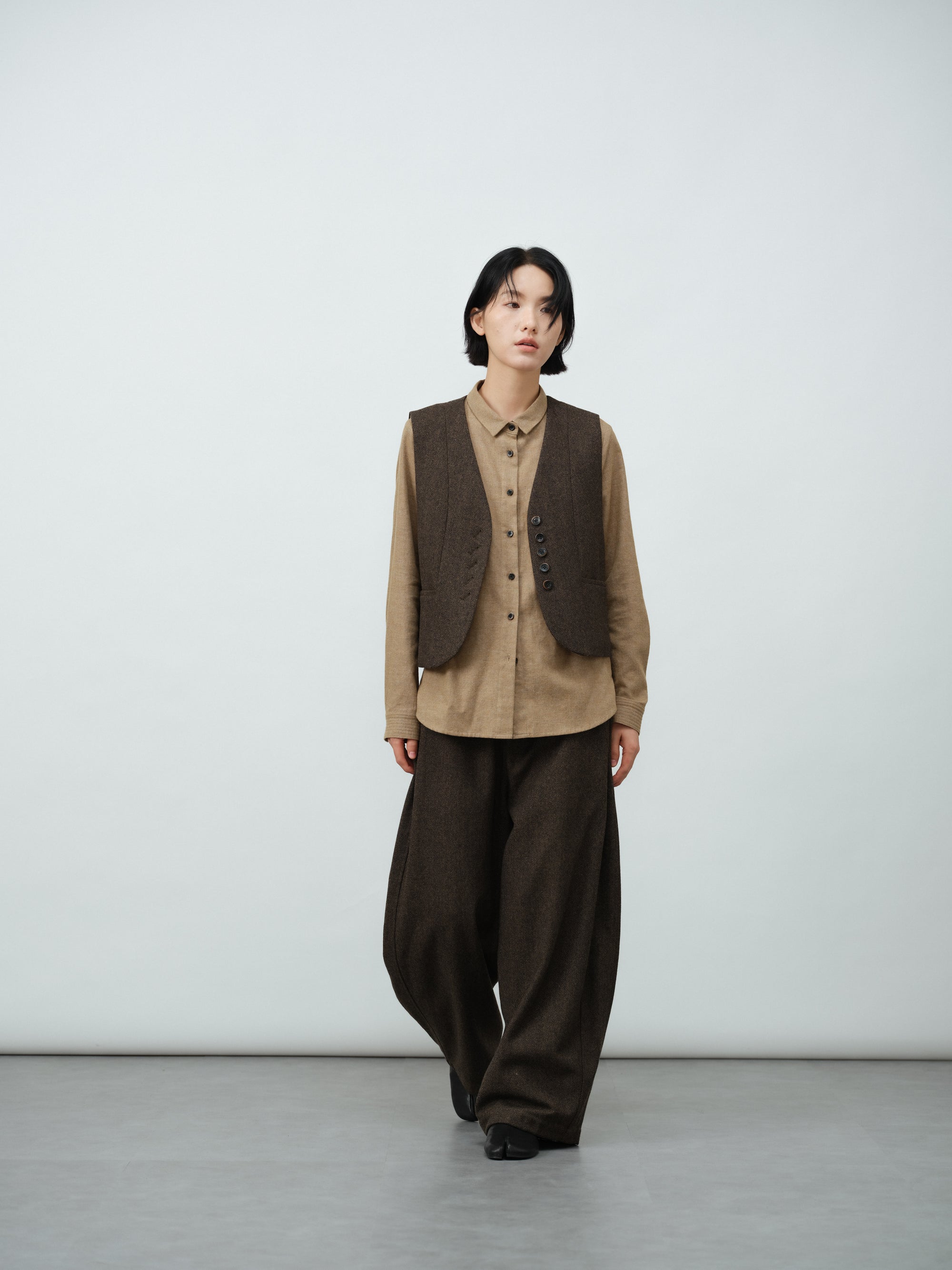 ヘリンボーンウールバナナパンツ