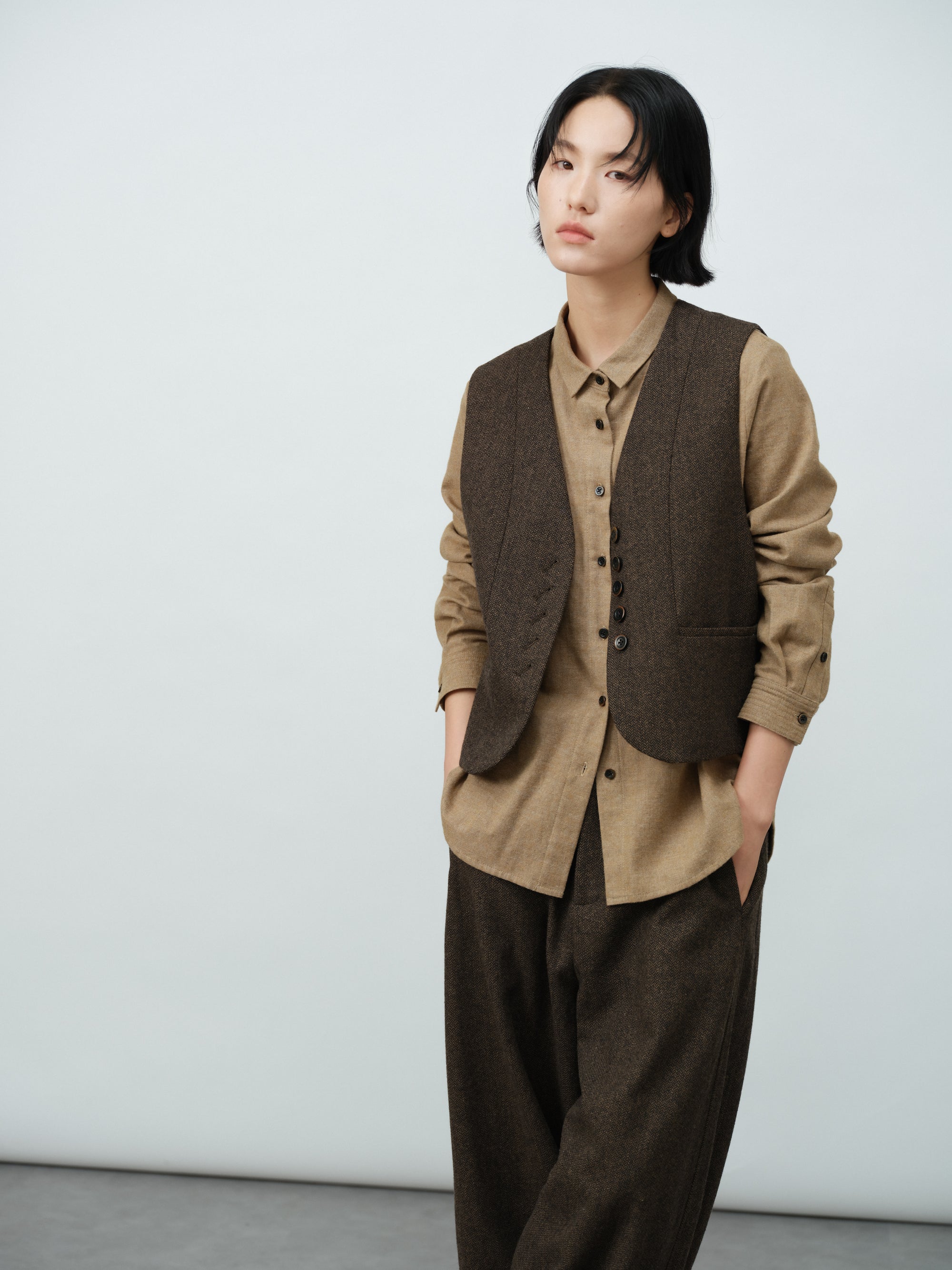 ヘリンボーンウールベスト