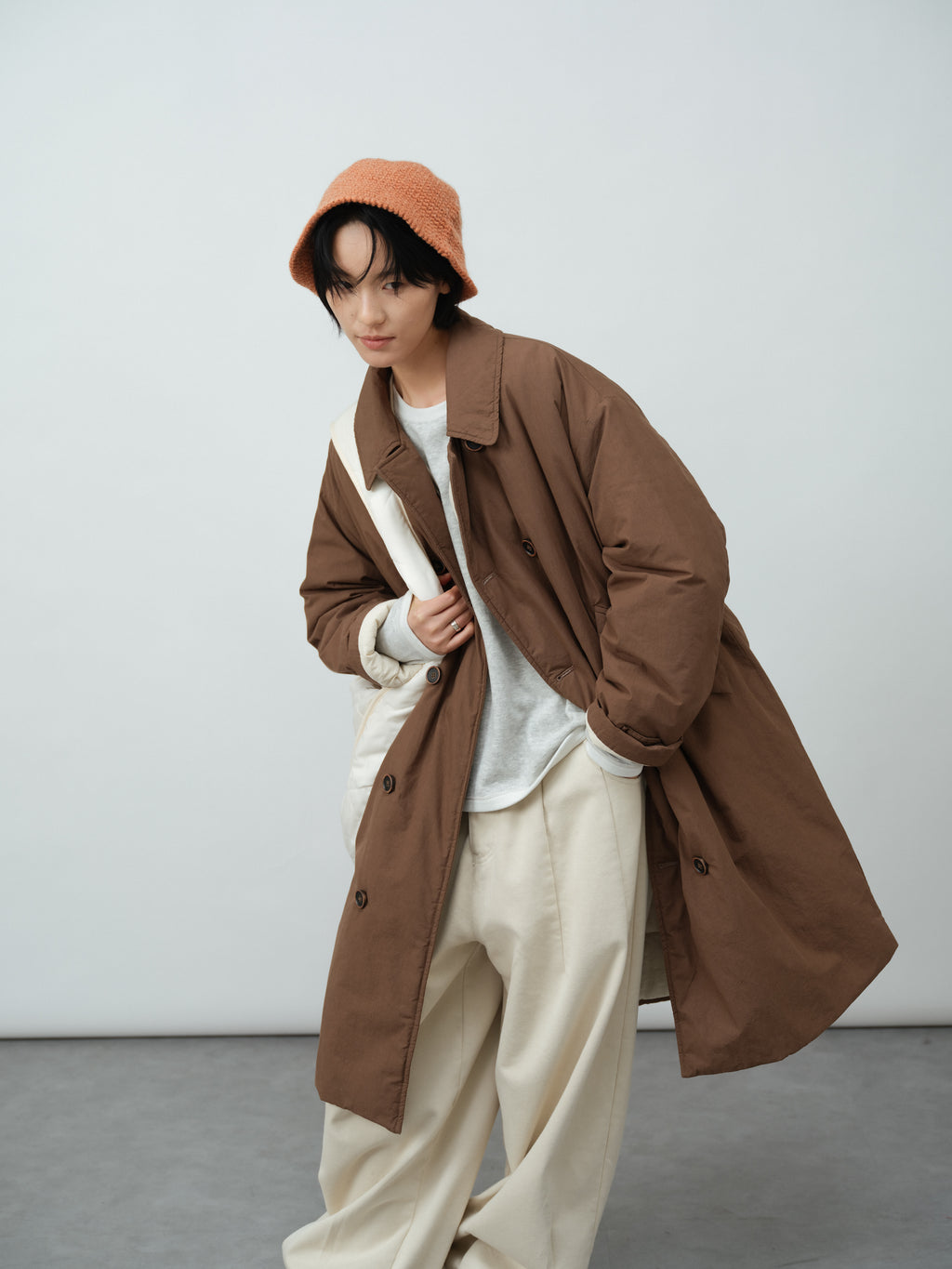 ノッチドラペルロング中綿コート