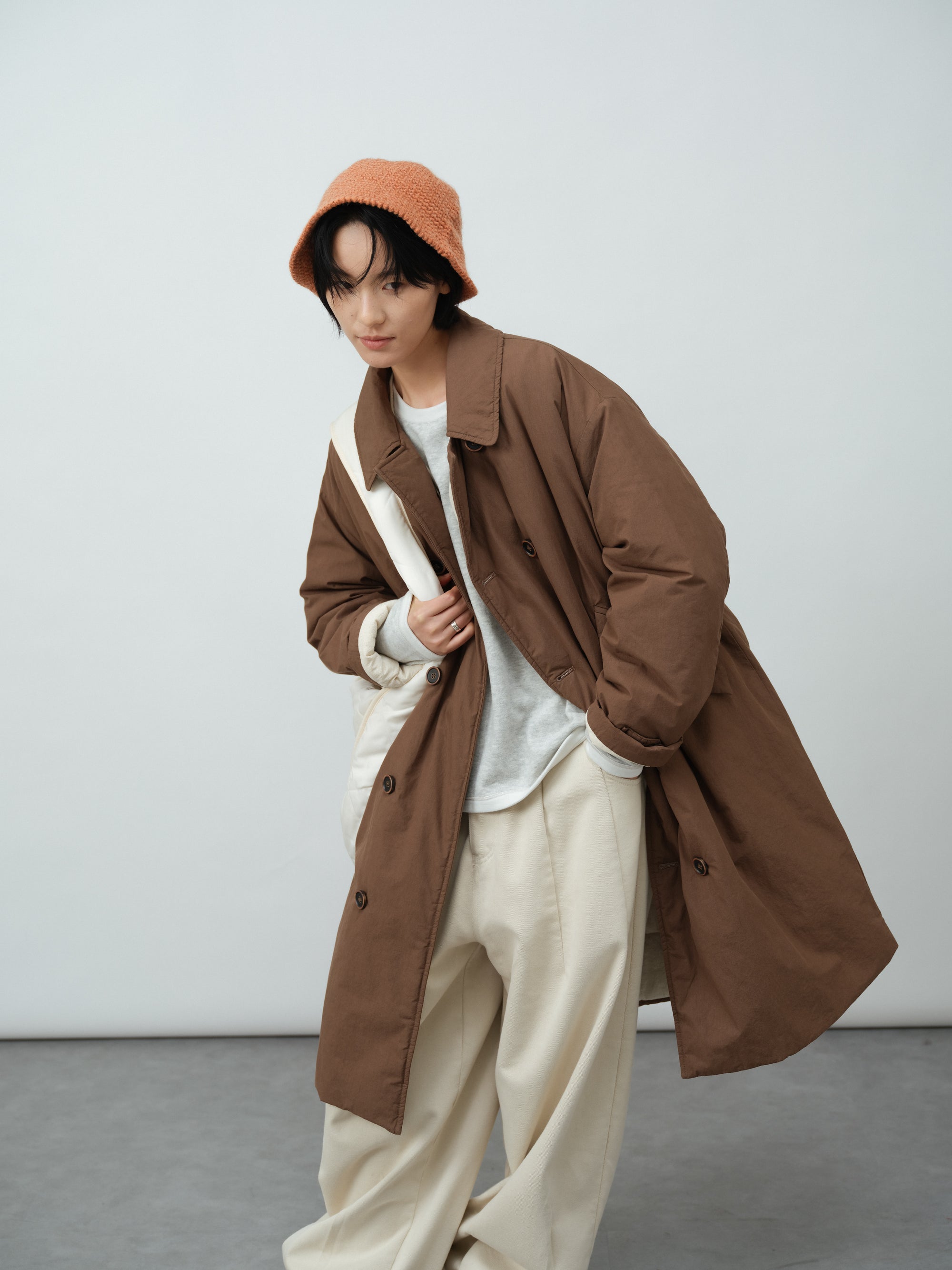 ノッチドラペルロング中綿コート