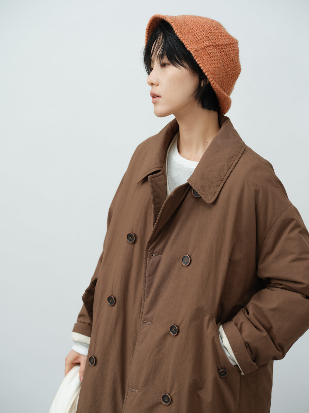 ノッチドラペルロング中綿コート