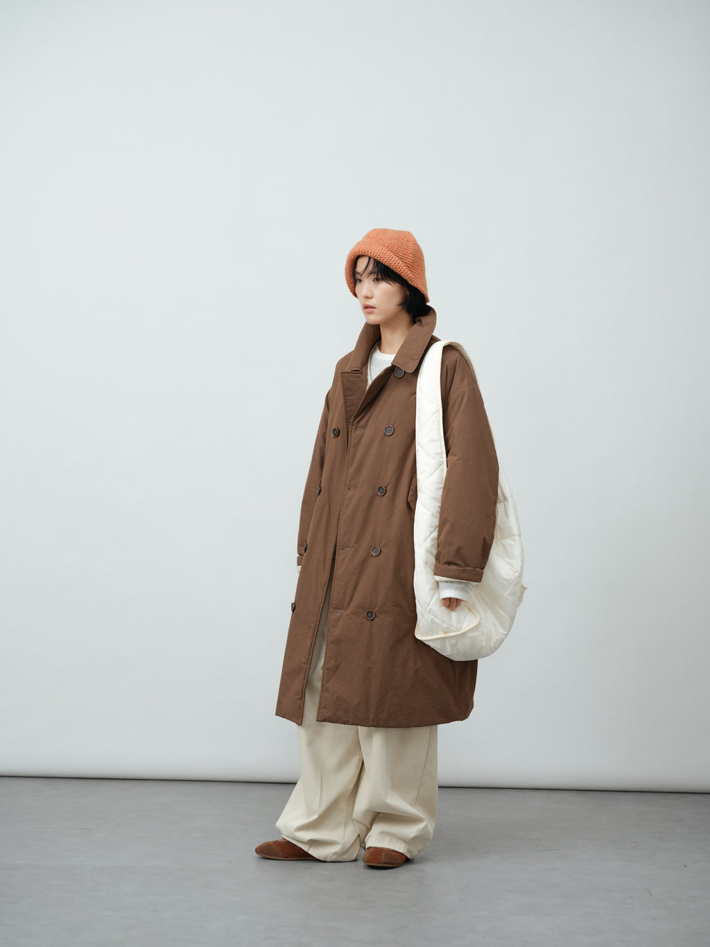 ノッチドラペルロング中綿コート