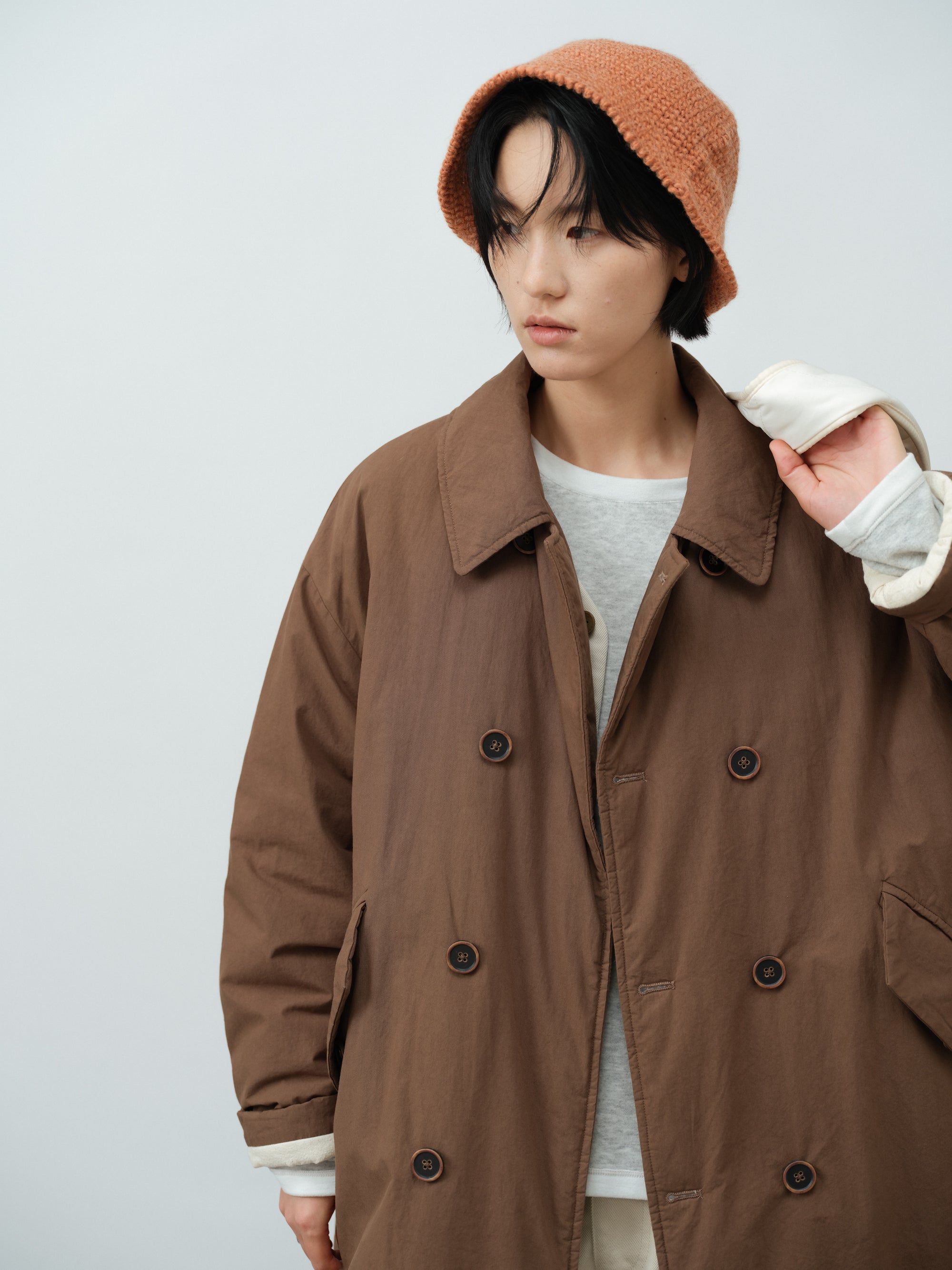 ノッチドラペルロング中綿コート