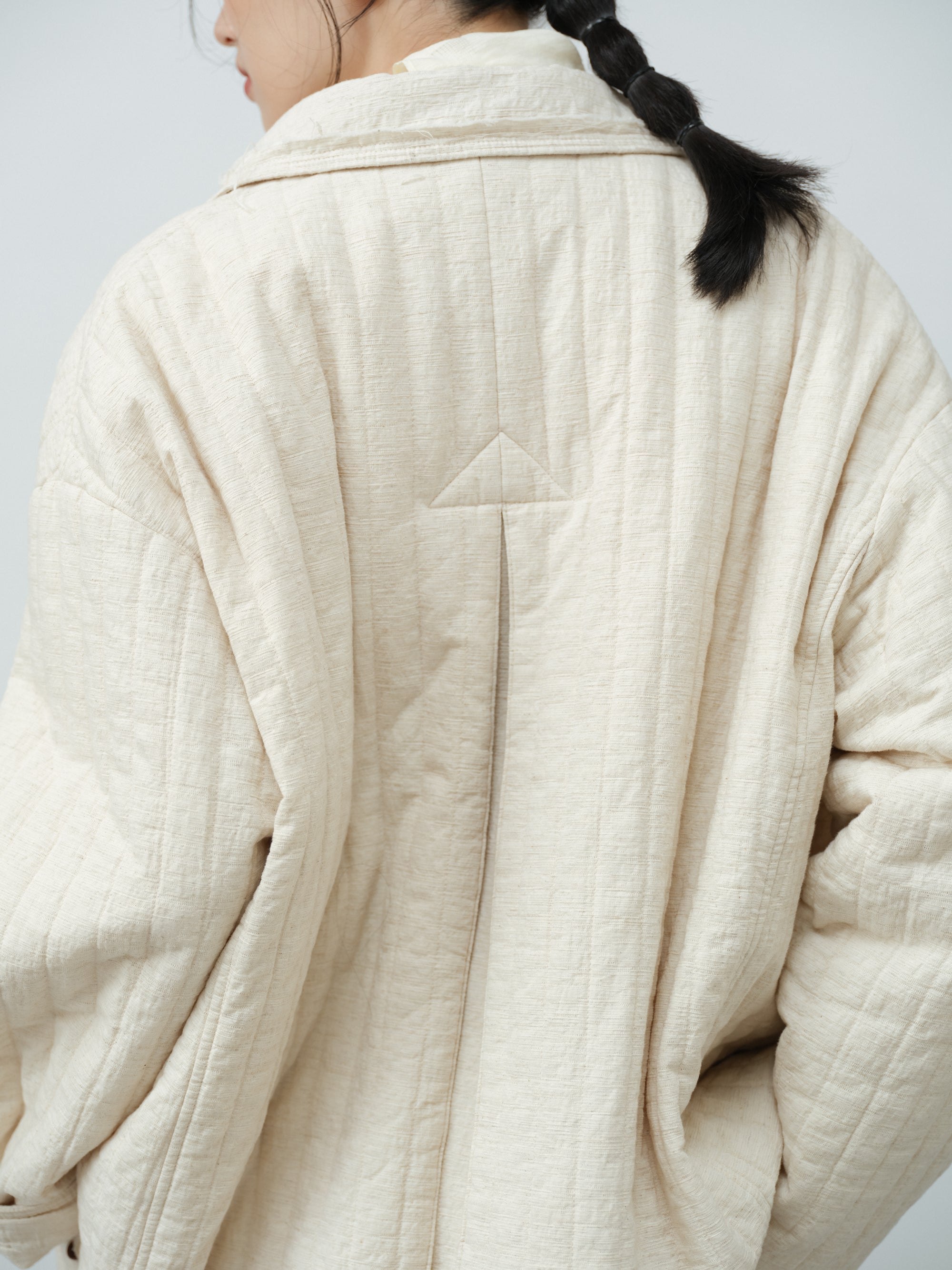 リネン中綿ジャケット（襟付）
