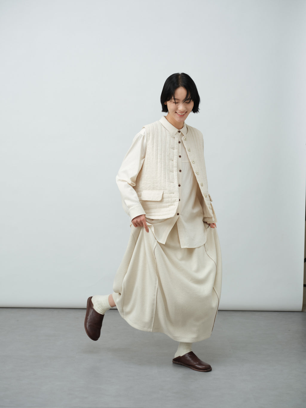 アンティークリネンコットンベスト