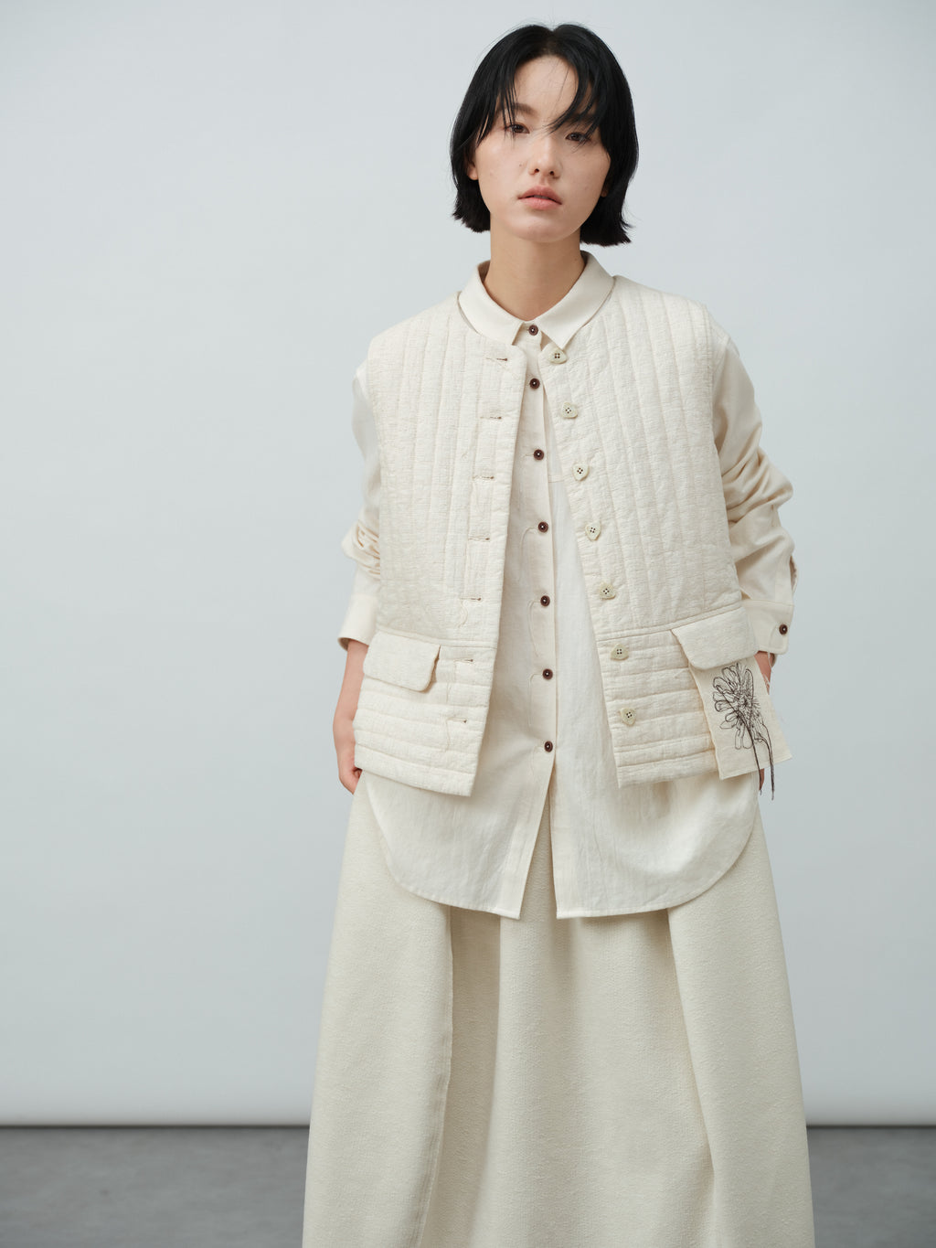 アンティークリネンコットンベスト