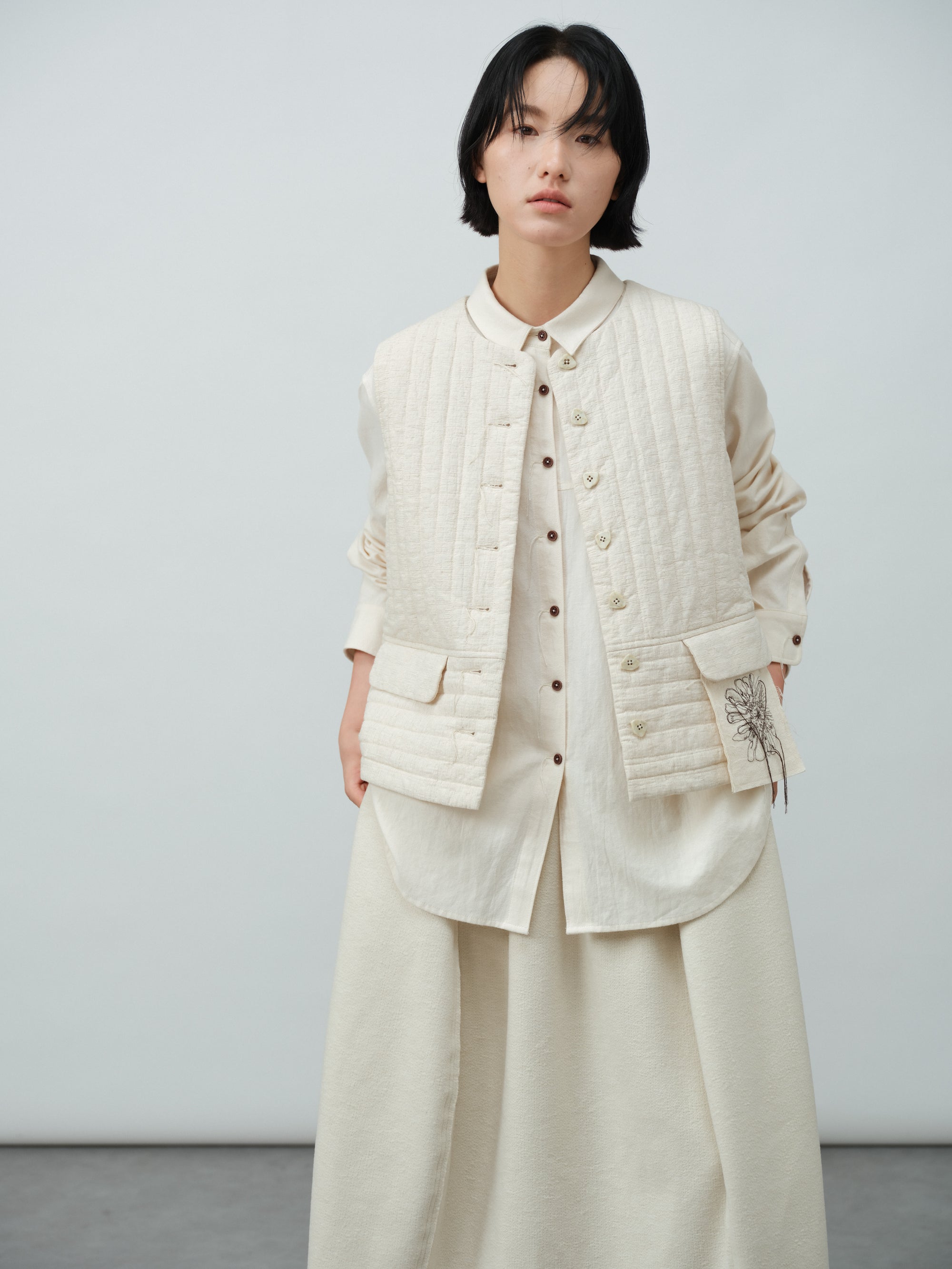 アンティークリネンコットンベスト