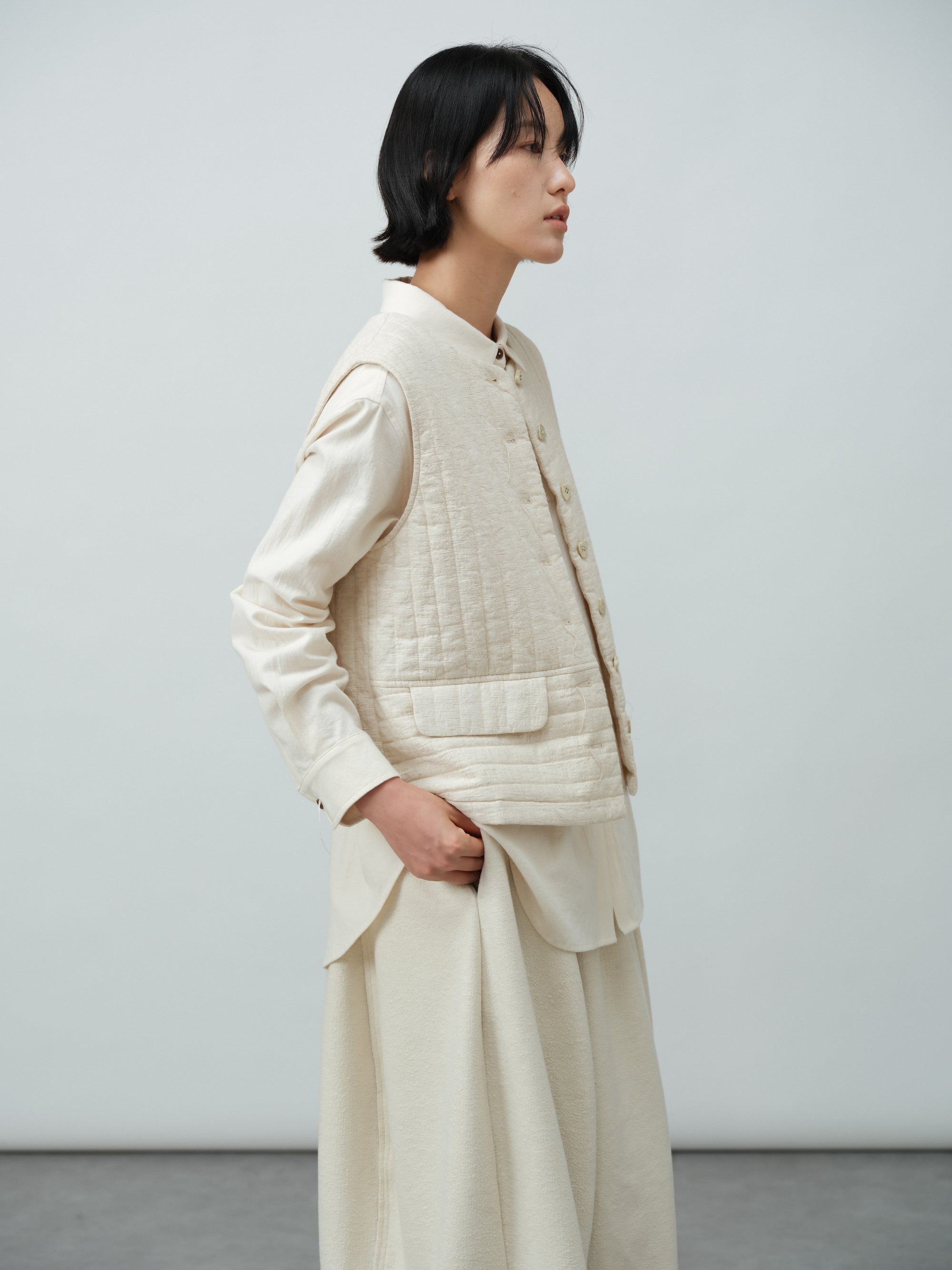 アンティークリネンコットンベスト