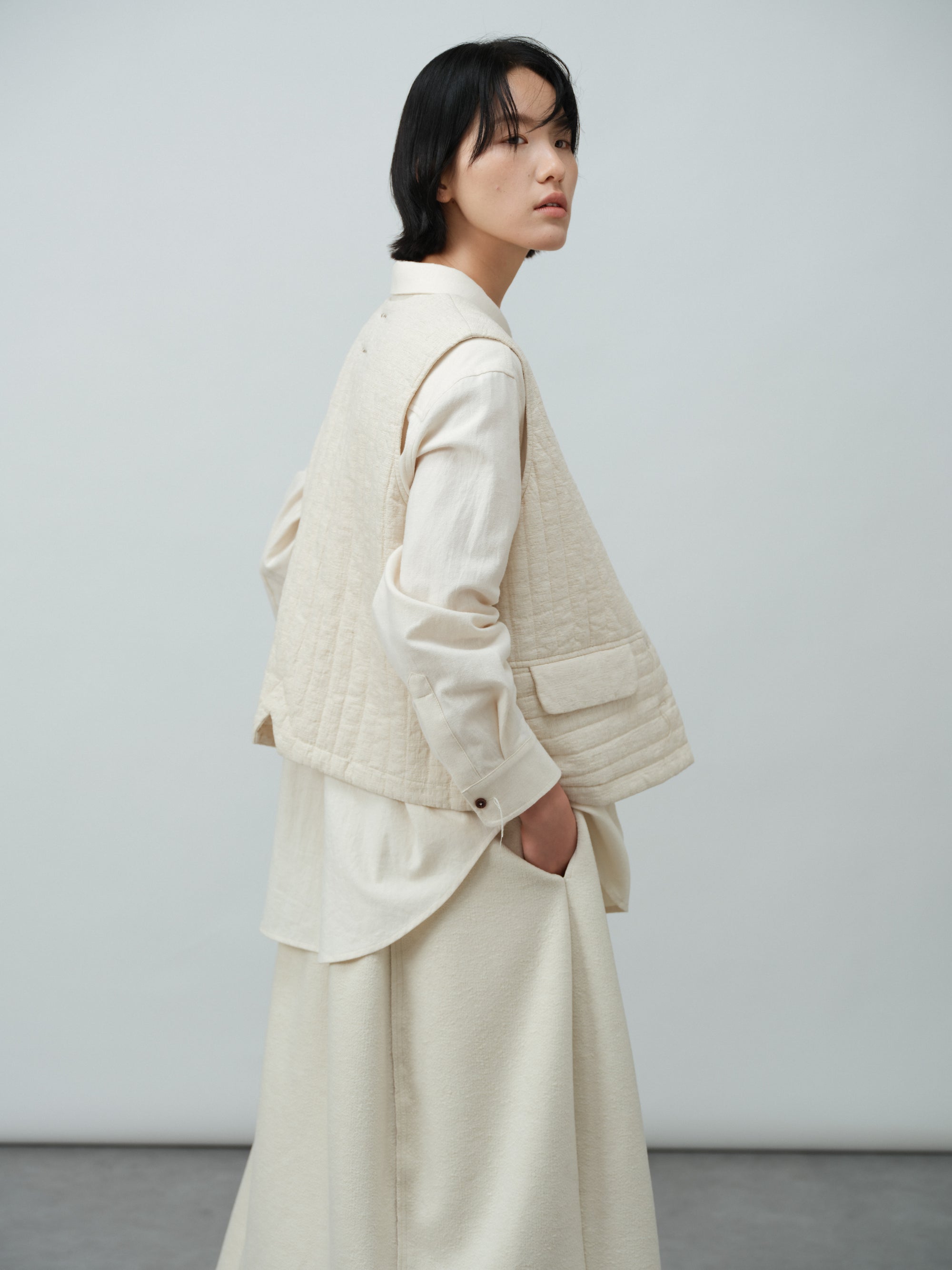 アンティークリネンコットンベスト