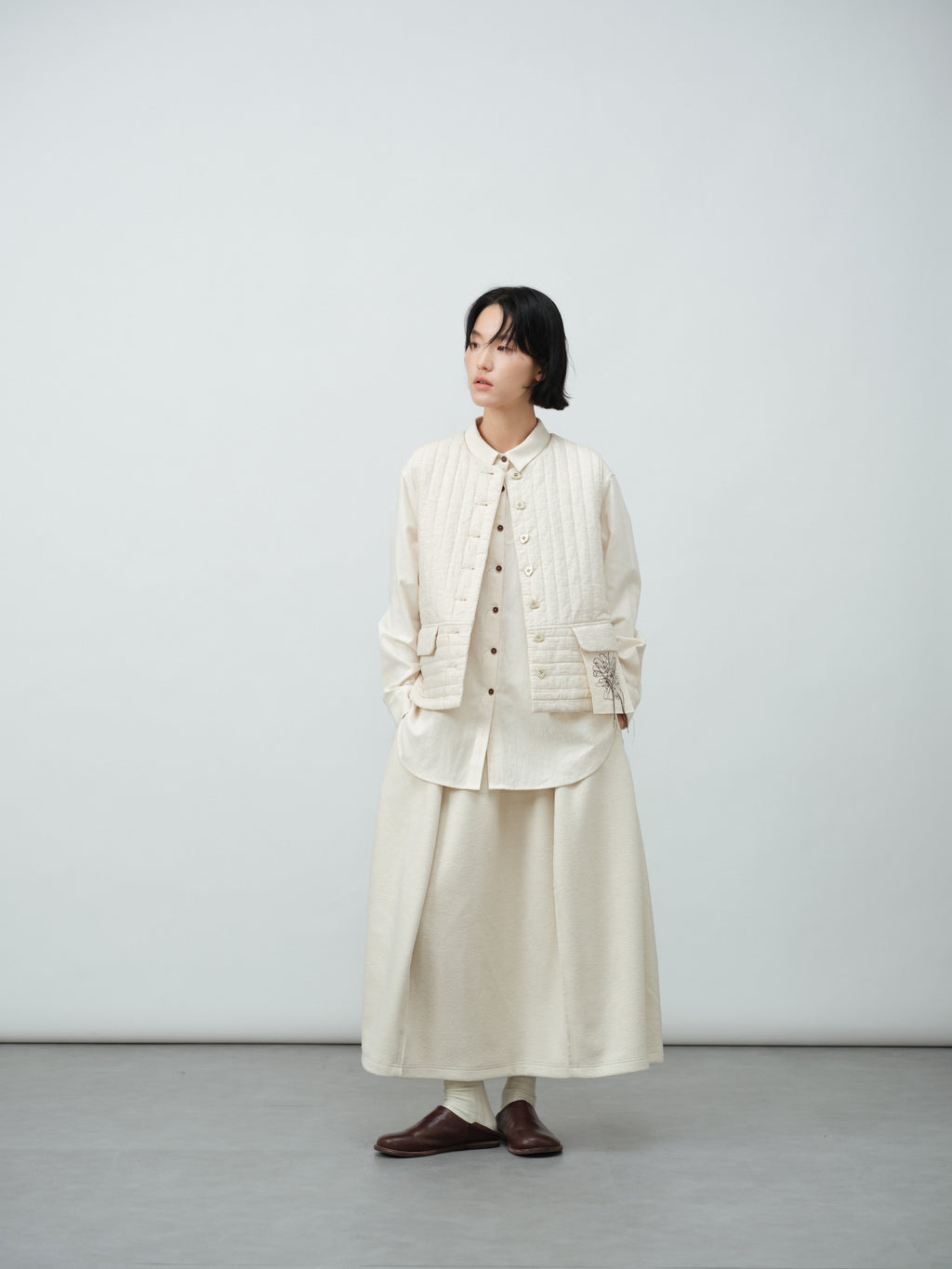 アンティークリネンコットンベスト