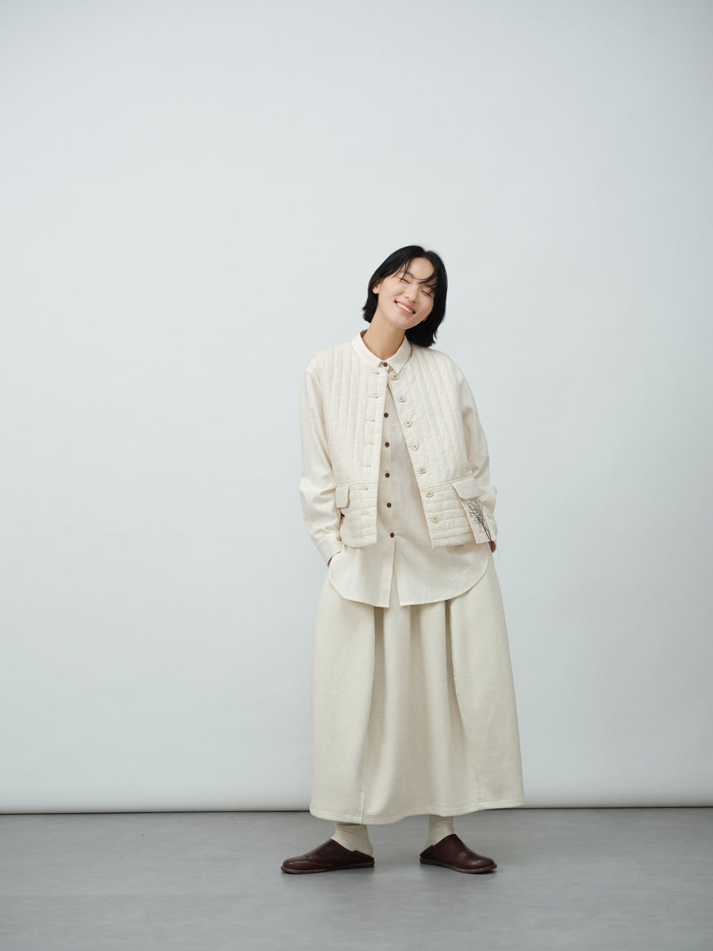 アンティークリネンコットンベスト