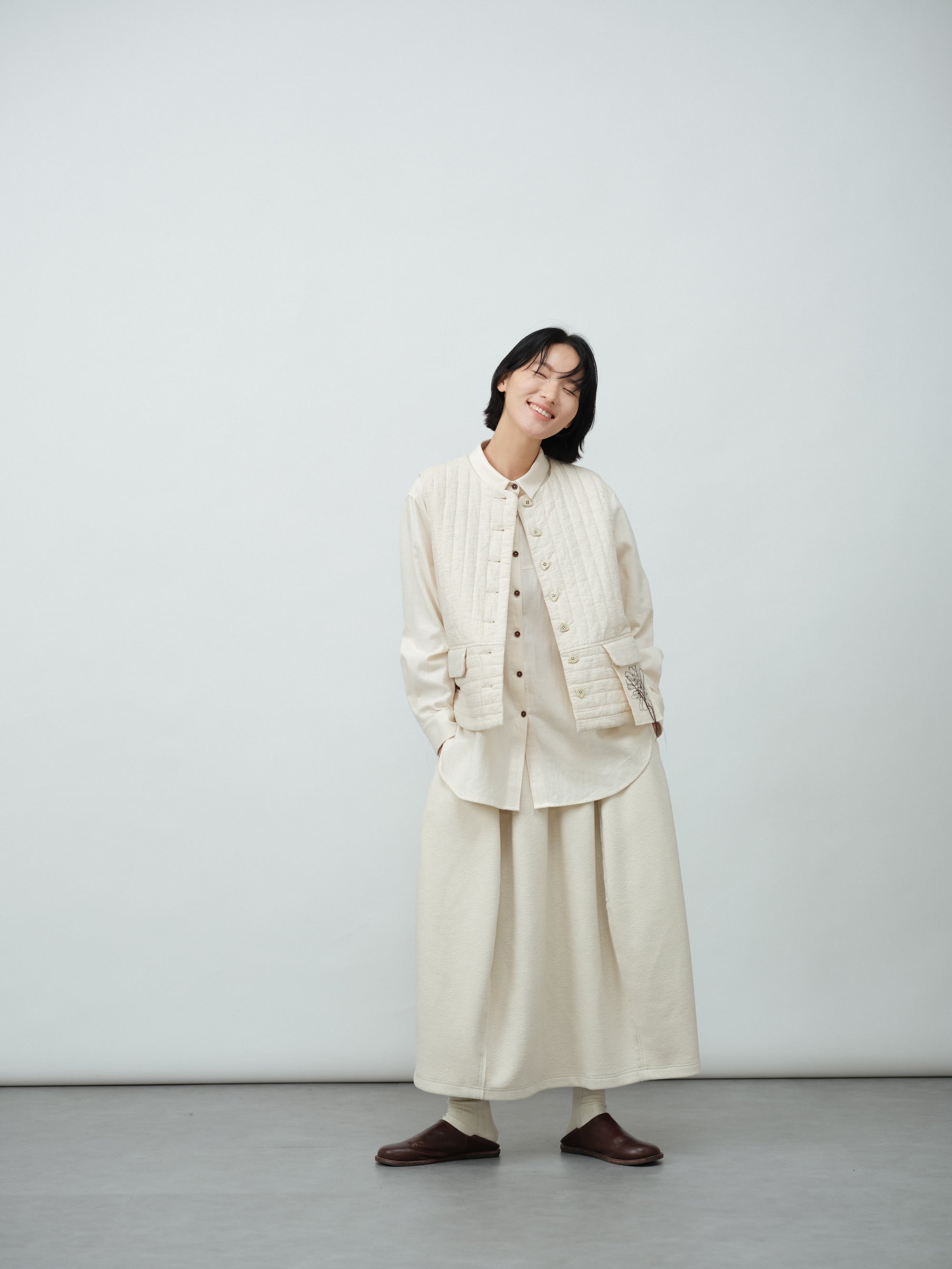 アンティークリネンコットンベスト