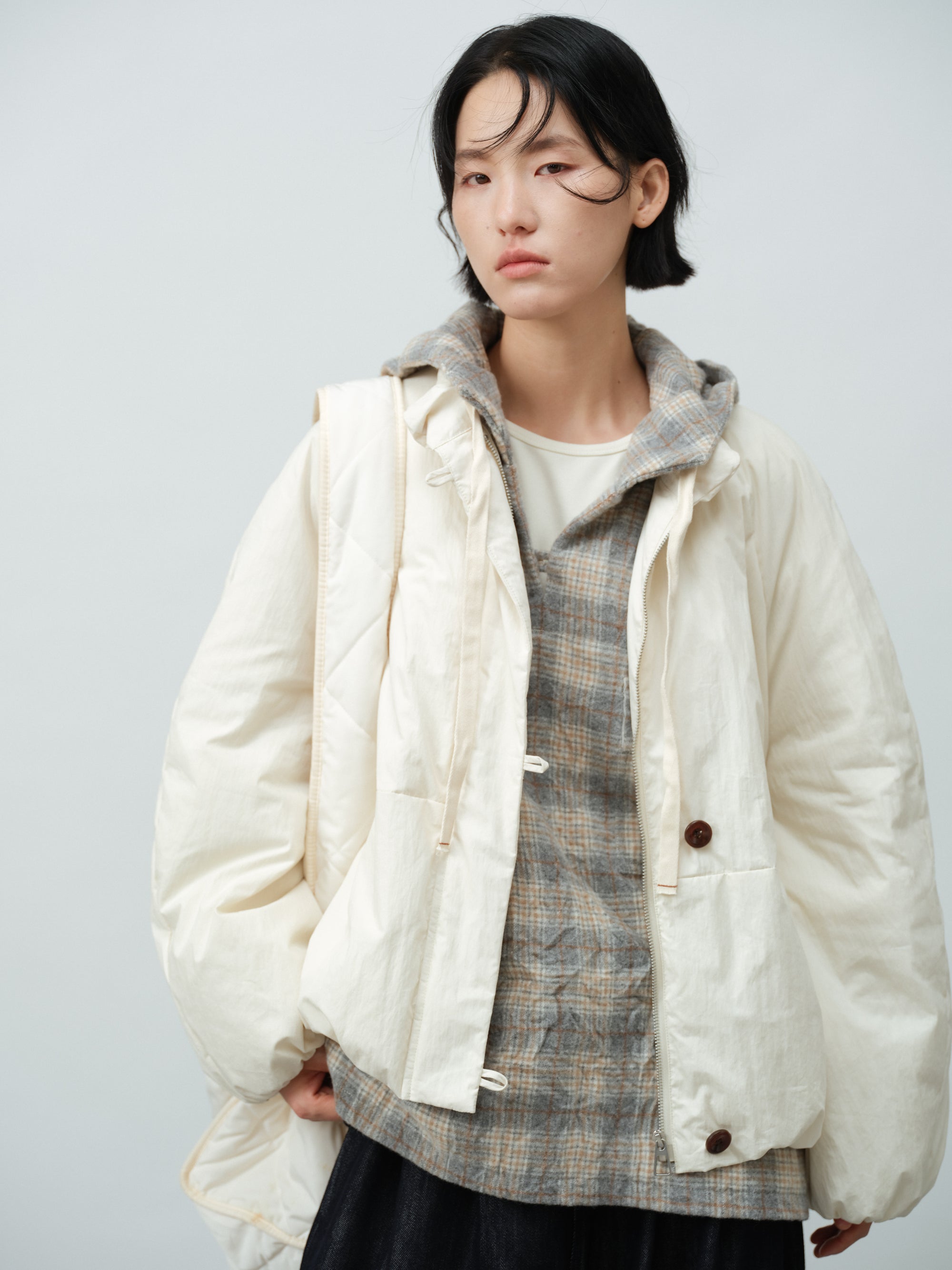 チェックパーカ